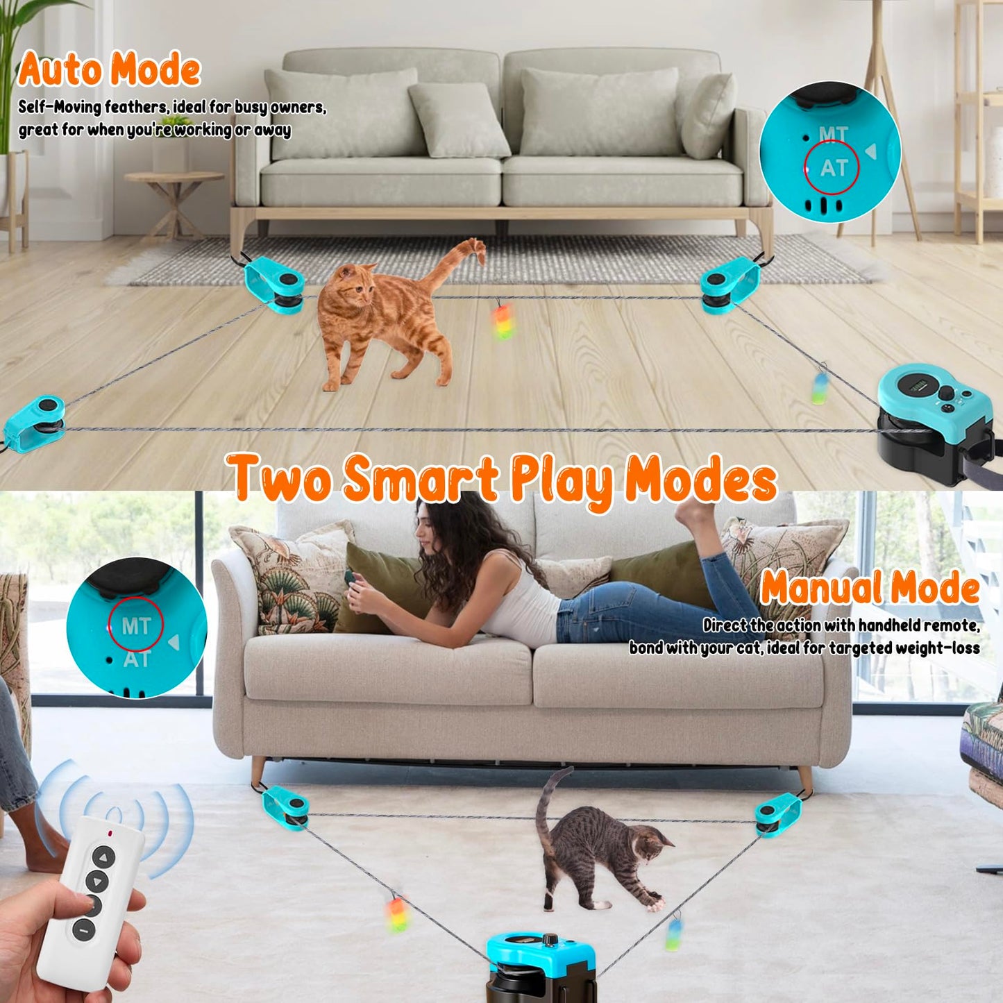 Homegroove Interactive Cat Toys for Indoor Cats, Auto/Remote Control DIY Cat Mouse Hunting Treadmill, Adjustable Speed Cat Chase Toy for Fitness, Playtime & Energy Release (Blue)
