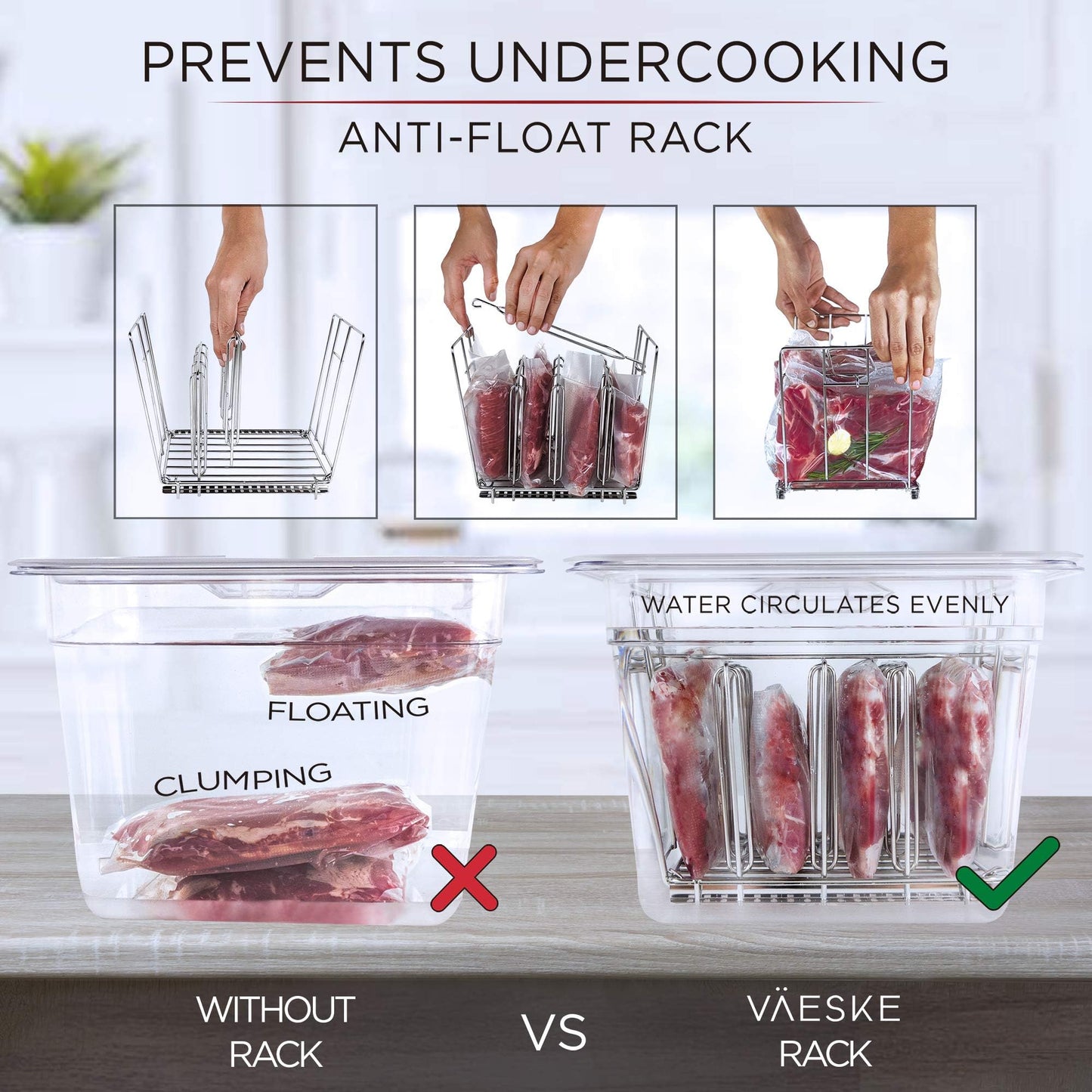 Sous Vide Container with Lid | Fits Most Sous Vide Cookers | Sous Vide Accessories (12 Quarts, Rack)