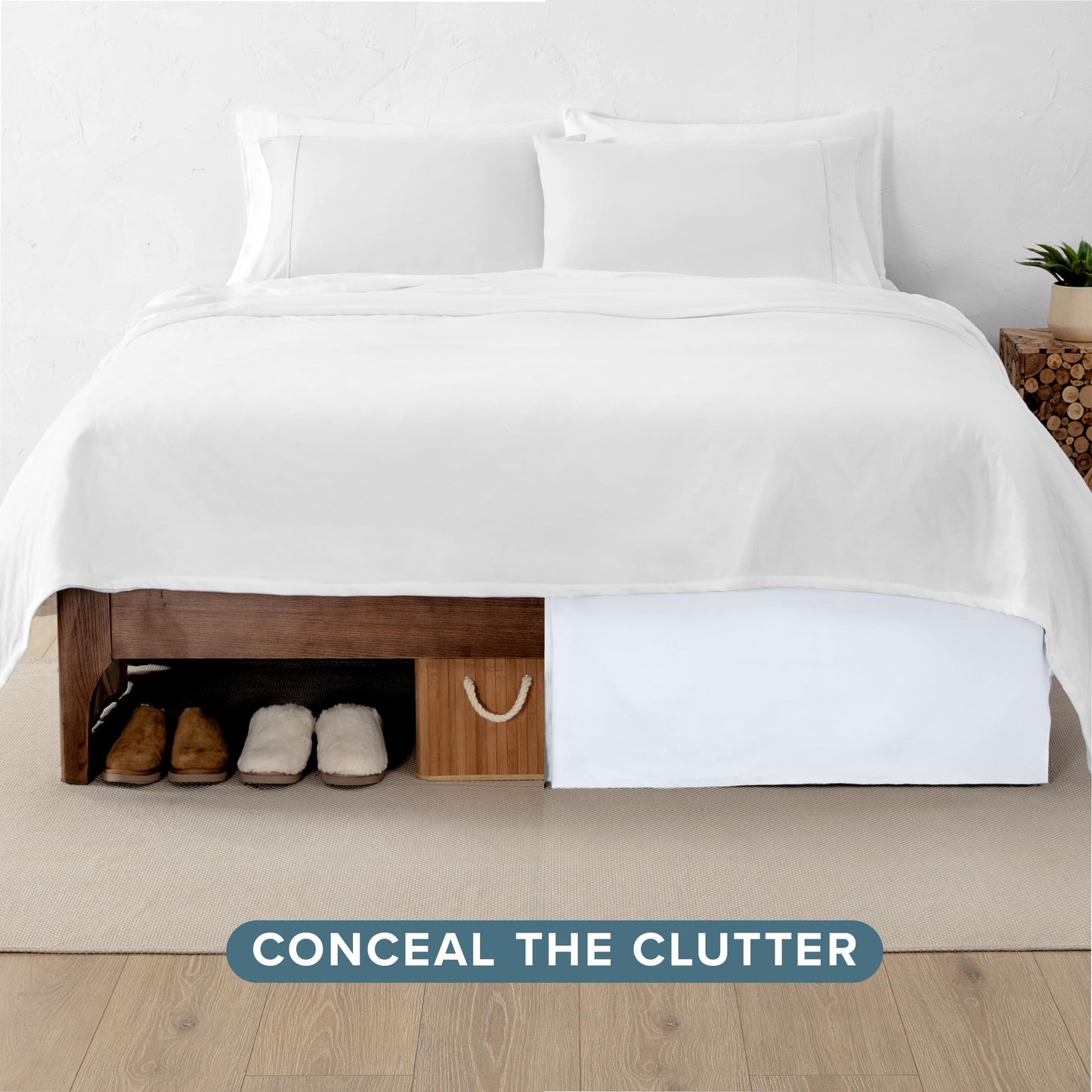 Bare Home Bed Skirt Double Brushed Premium Microfiber, 15-Inch Tailored Drop Pleated Dust Ruffle, 1800 Ultra-Soft Collection, Shrink and Fade Resistant (Queen, White)
