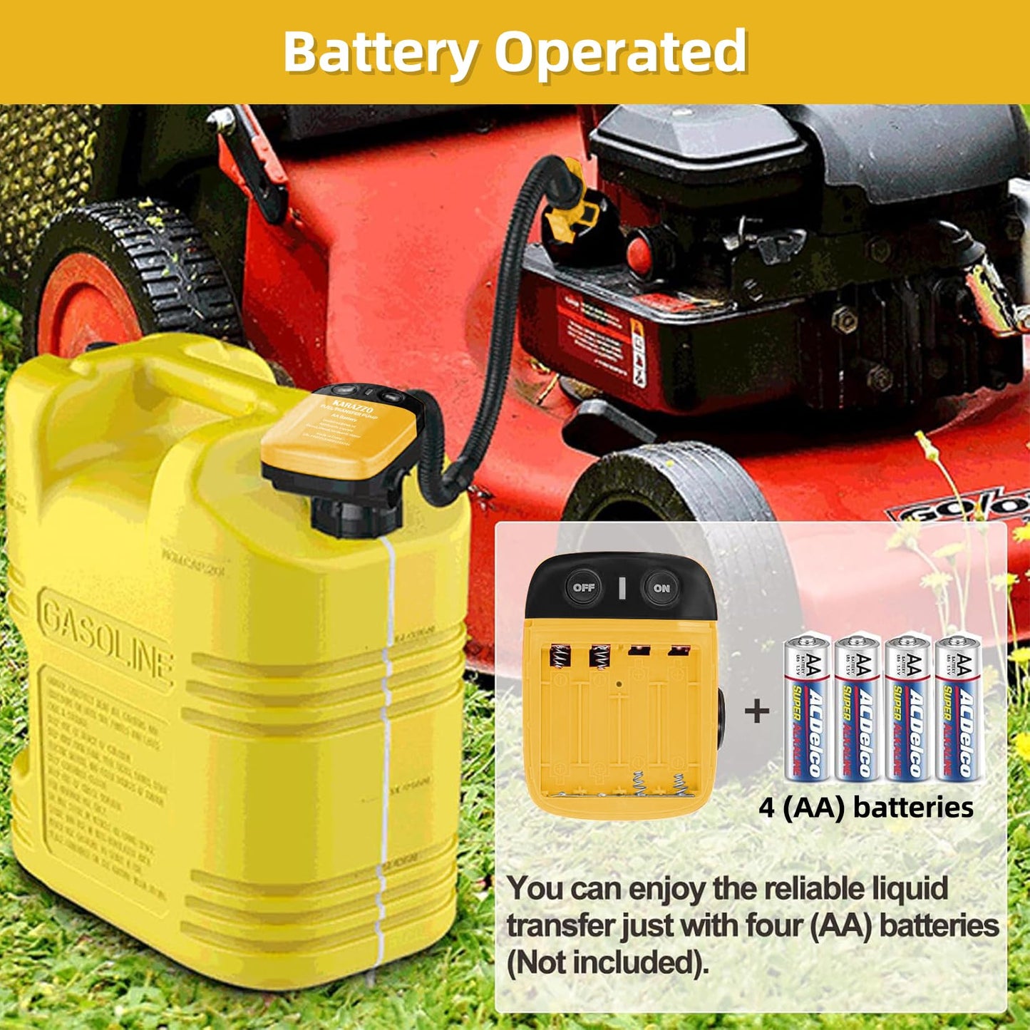 Gas Can Pump Battery Operated Fuel Transfer Pump with Auto Stop Sensor Automatic Fuel Transfer Pump Gas Pump Ideal For Gasoline(Batteries Not Included)