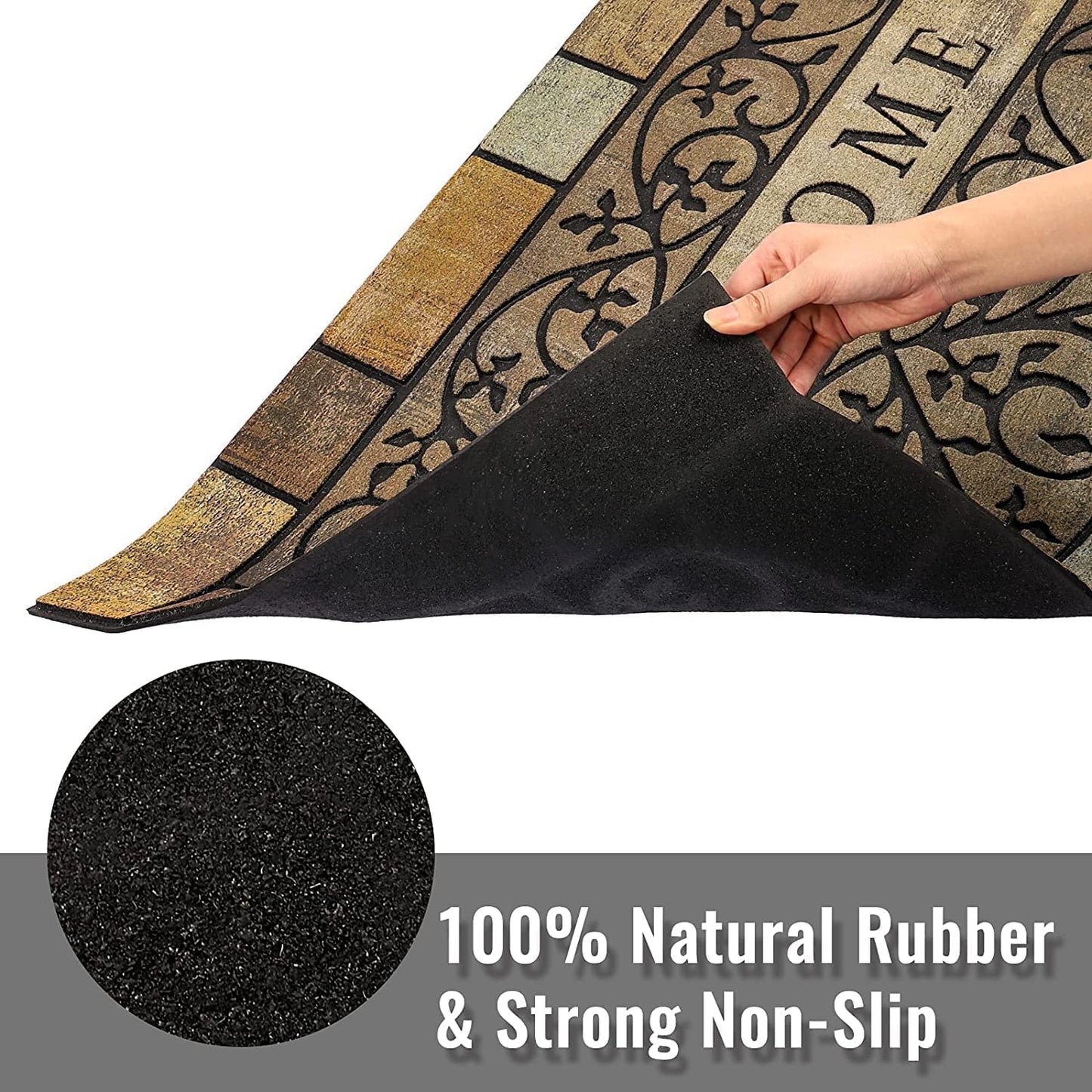 MTOUOCK New Large 36"x24" Heavy Duty Welcome Mat Outdoor with Non-Slip Rubber Backing - Durable Outdoor Door Mat for Front Door Entrance, Garage, Patio & High Traffic Areas - Stone Scroll Design