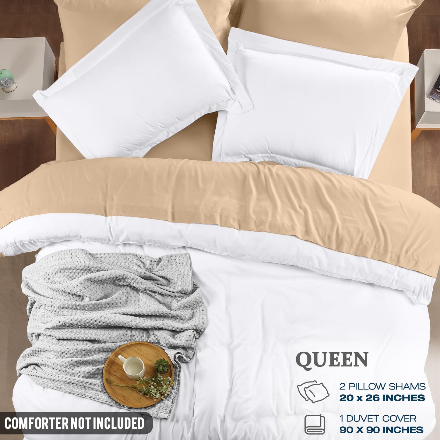 Utopia Bedding Duvet Cover Queen Size Set with Pillow Shams - Comforter Cover with Zipper Closure, 90X90 Inches & Pillow Shams 20X26 Inches (White) Comforter Not Included