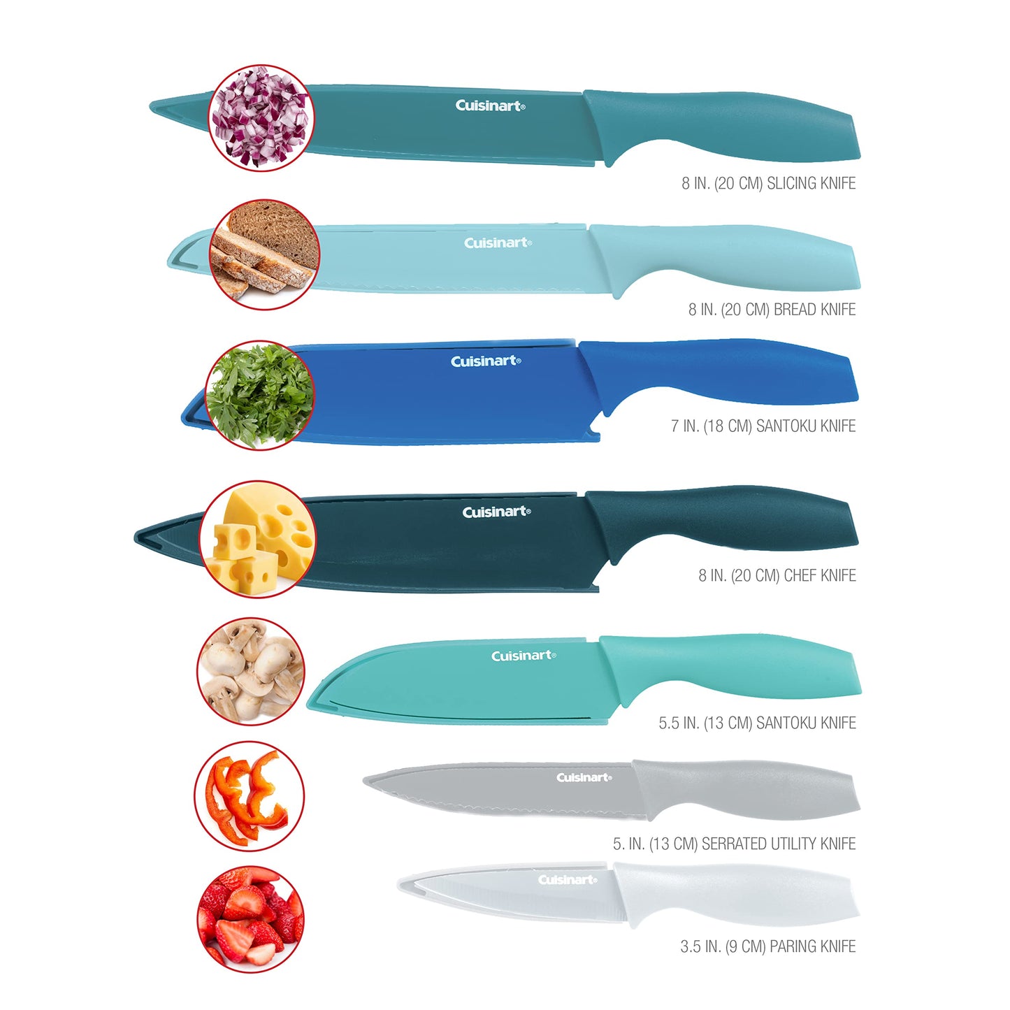 Cuisinart 14-Piece Non-Stick Ceramic Coated Stainless Steel Cutlery Knife Set with Matching Blade Guards (CA-14AMC), Amazon Exclusive