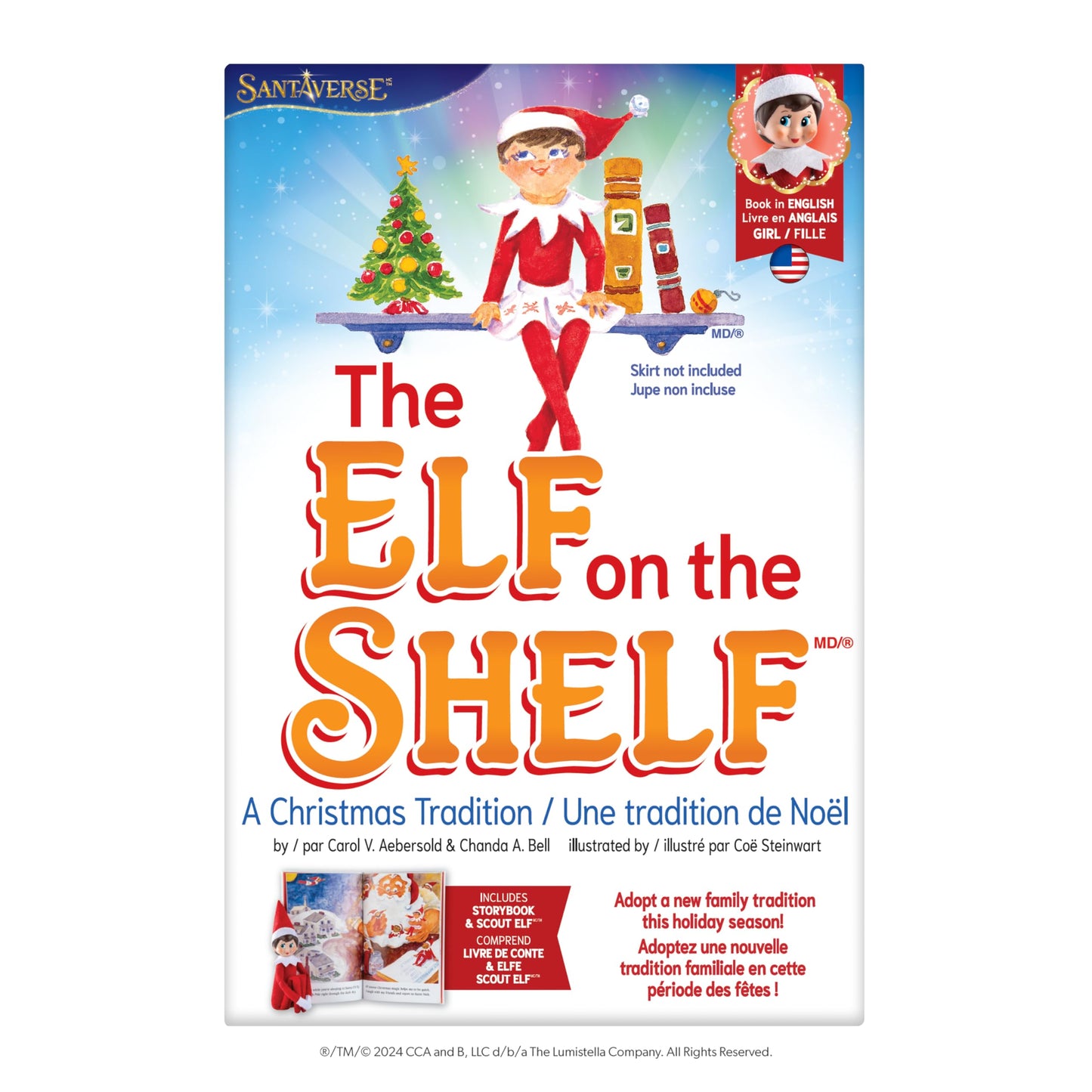 The Elf on the Shelf: A Christmas Tradition - Includes Artfully Illustrated Storybook, Keepsake Box and Official Adoption Certificate - Bilingual Packaging - Girl Scout Elf with Blue Eyes