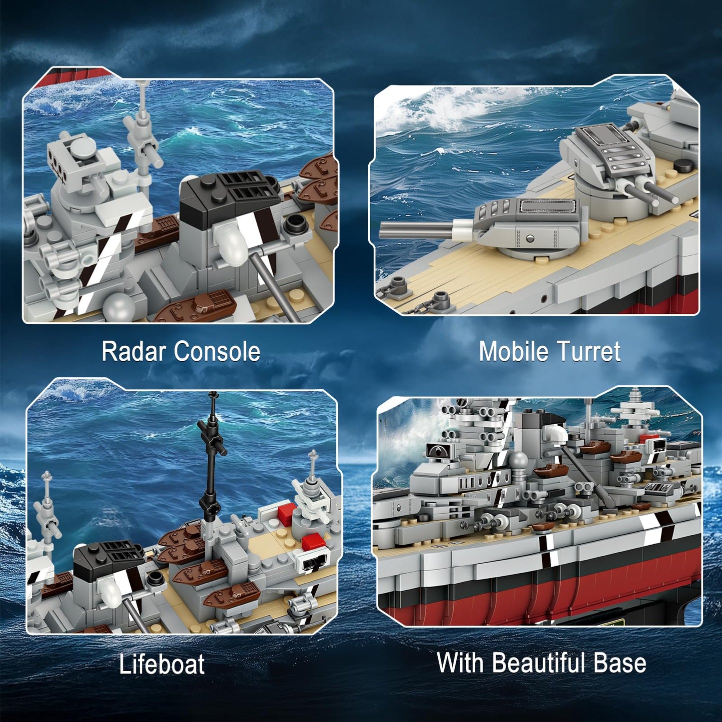 Brihappen Bismarck Battleship Building Kits for Adult Men Boys (2081Pieces) - Large Military World-Class Bismarck Battleship Model for Home Office Collection, Birthday Gifts for Building Blocks Lover