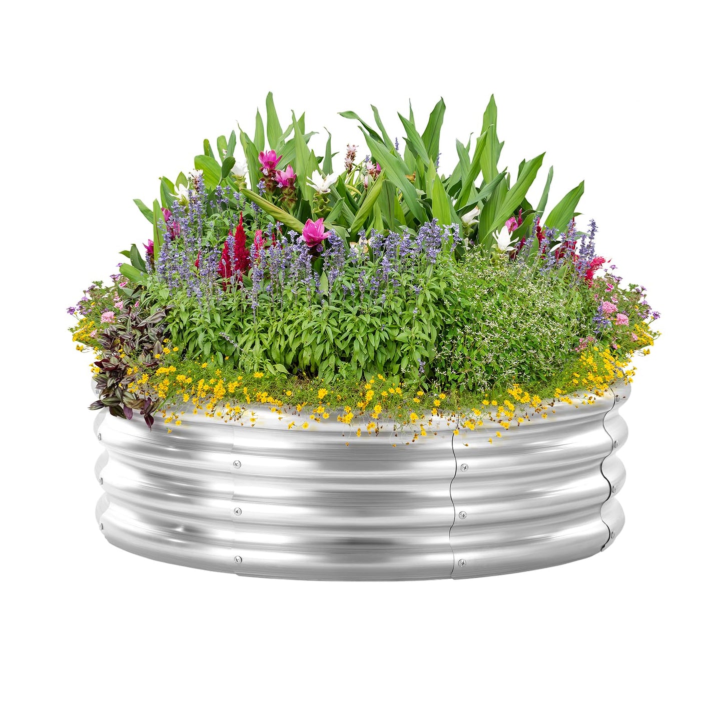 Galvanized Raised Garden Bed, 5x5x1ft Round Garden Bed Outdoor, Metal Planter Boxes for for Vegetables, Flower, Herb