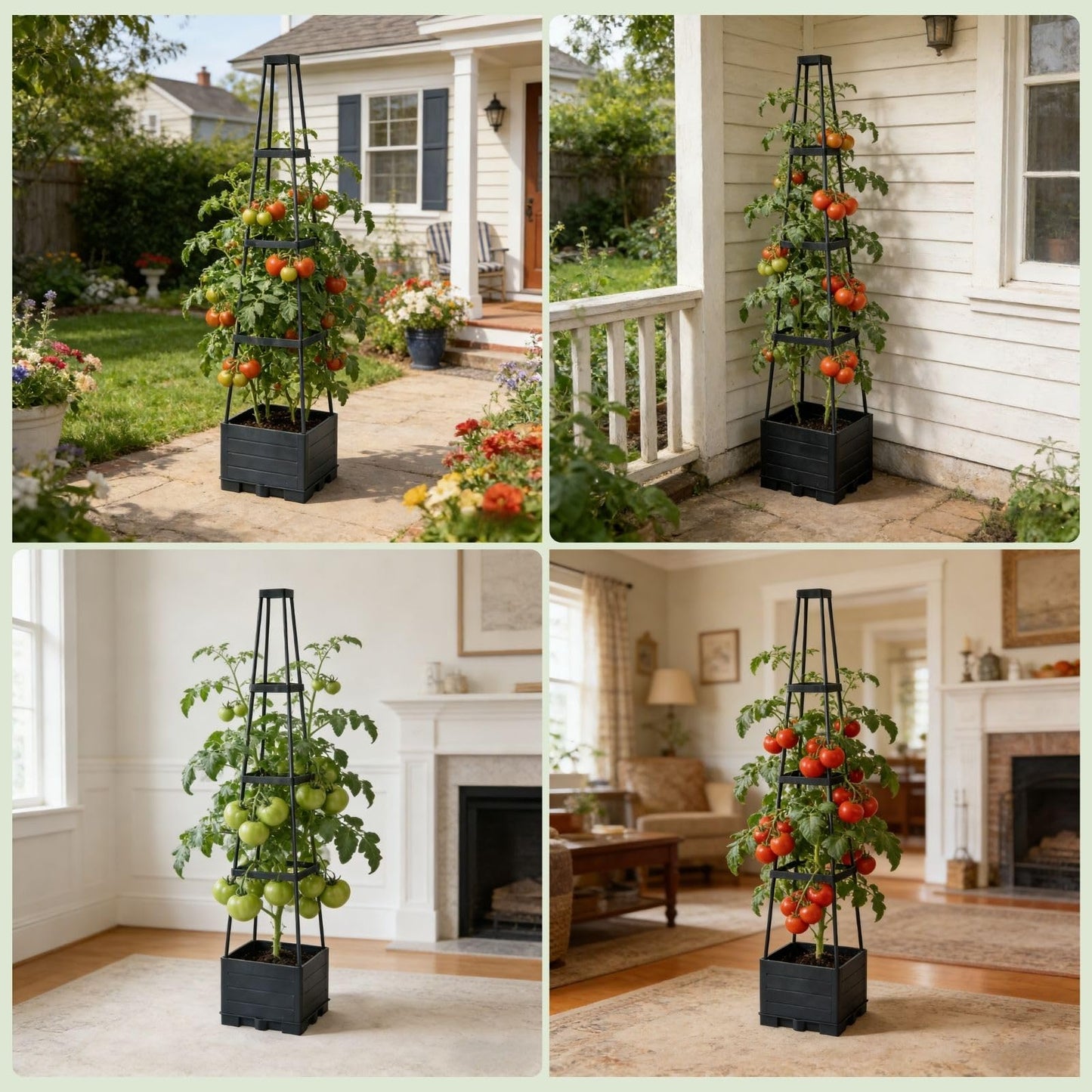 Lancisism 2 Pack Raised Garden Bed Tomato Planter with Trellis - 57" Self Watering Planter Box for Climbing Plants Vegetables Flowers for Patio Greenhouse Outdoor Indoor