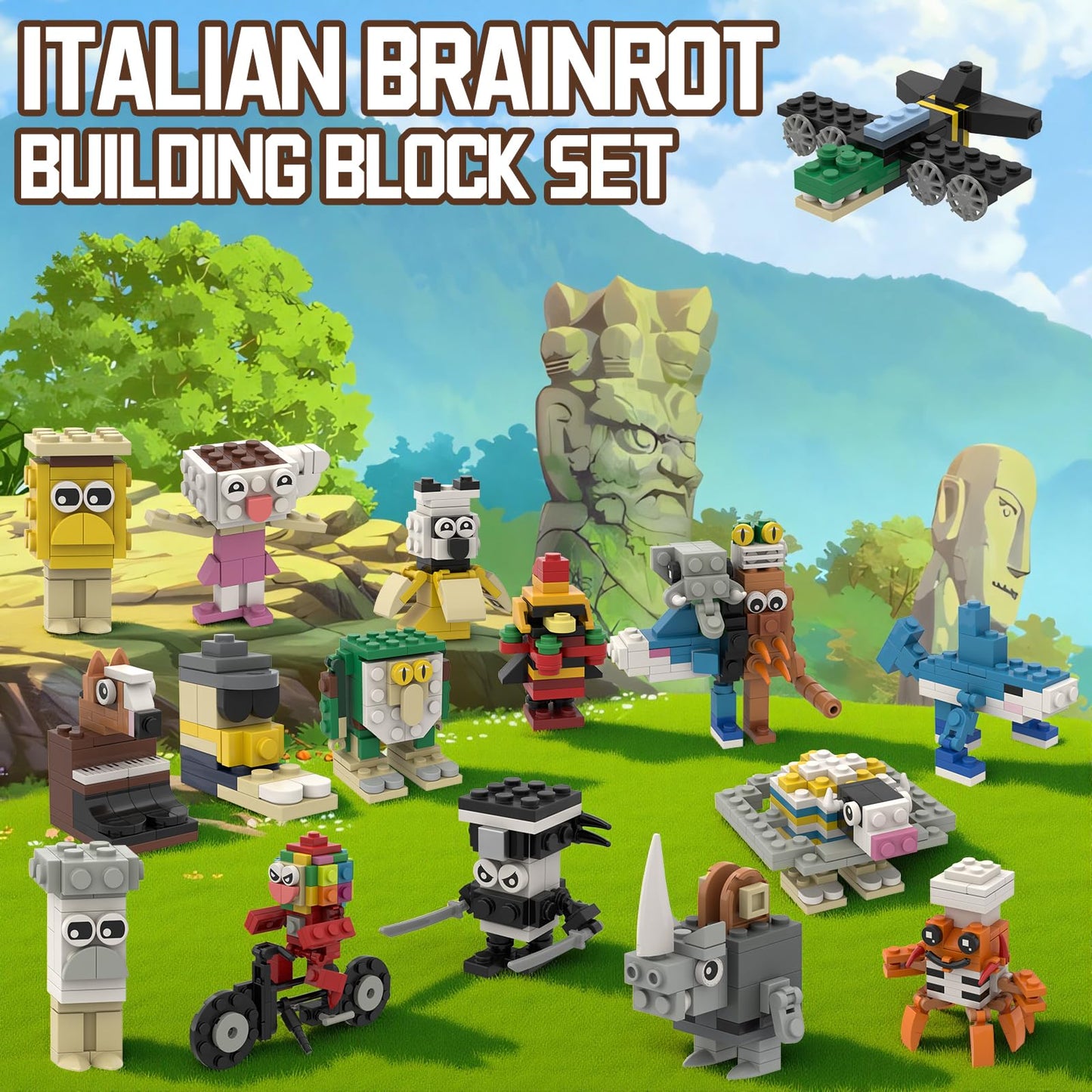 Myth Qholve Italian Brain Rot Unique Cartoon Characters Building Blocks 16 in 1 Educational & Entertaining & Adults