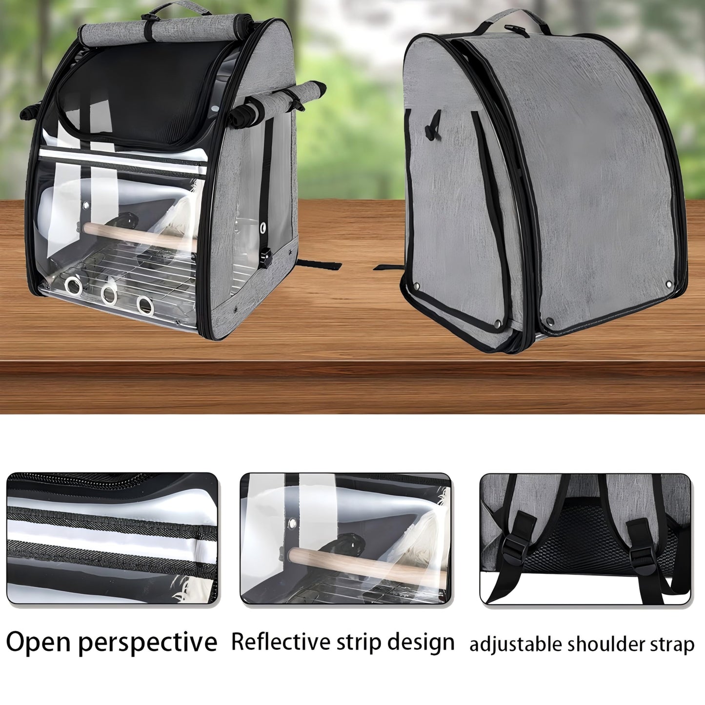 Emapoy Bird Carrier Bag,Bird Travel Cage with Stand, Easy to Clean Backpack for Parrot, Portable Birds Travel Bag, Pet Transparent Breathable Travels Cage