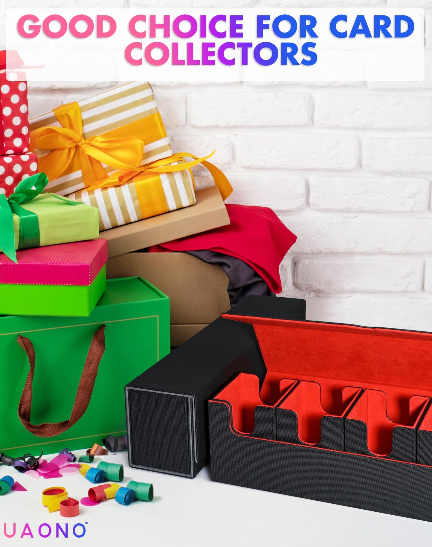 Card Deck Box with Dice Tray for MTG, 5 in 1 Deck Case Holds 800+ Unsleeved Cards, Strong Magnet Card Organizer Compatible with Yugioh TCG Sports (Black Blue)