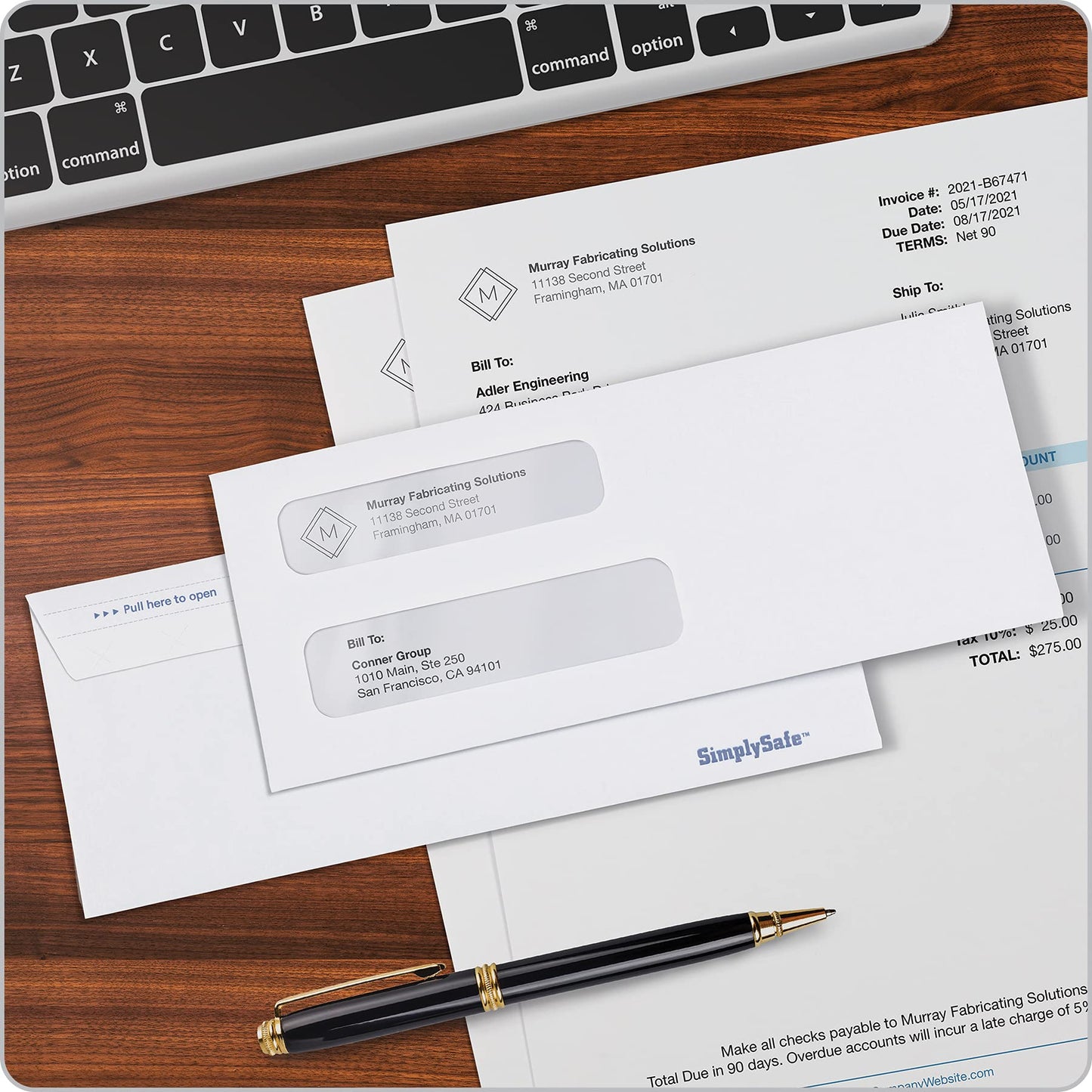 Columbian Envelopes, #8 5/8 Security, Double Window, SimplySafe Tamper-Evident, Release & Seal Self-Seal, White, 3-5/8" x 8-5/8", Security-Tinted Interior, 500 Per Box