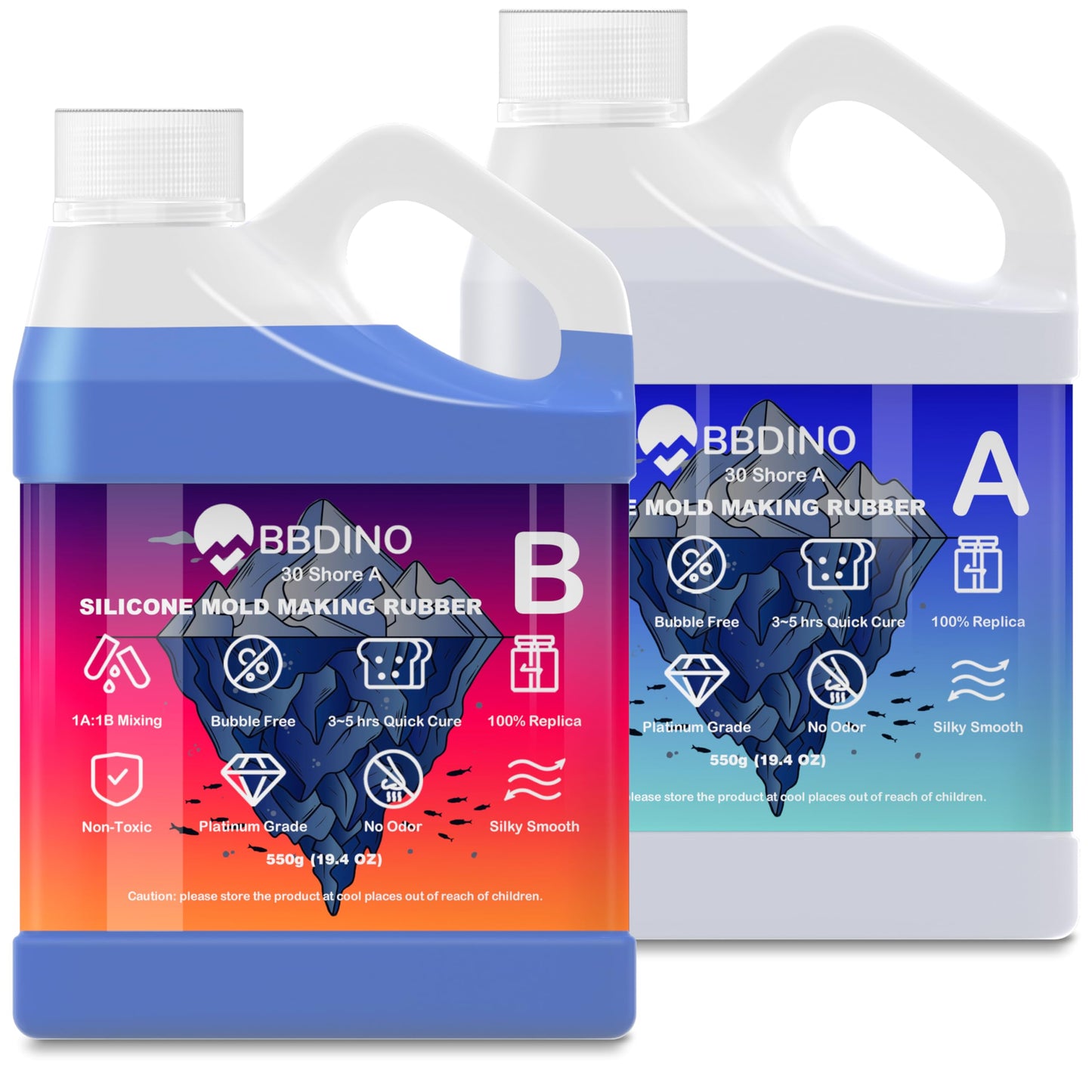 BBDINO Silicone Mold Making Kit, 30A Liquid Silicone for Mold Making 38.8 OZ, Quick Cure Molding Silicon Rubber, 1:1 Mix Ideal for Casting Resins Molds & Silicon Molds Sapphire Blue