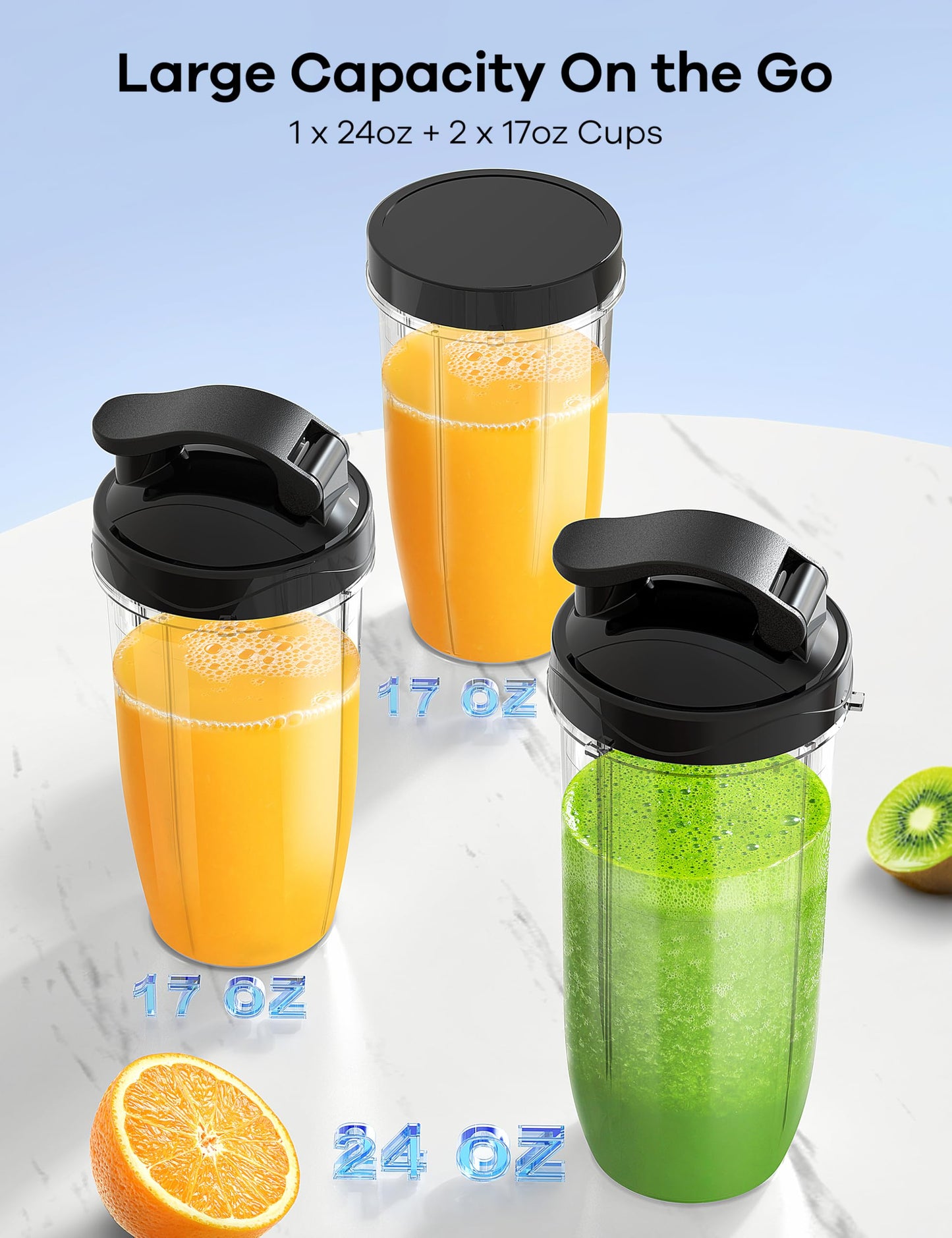 Ganiza Blender for Smoothies, 14Pcs Personal Blenders for Kitchen, Portable Single Serve Smoothie Maker Machine for Shakes, Frozen Drinks with 24 oz, (2) 17 oz To-Go Cups, Nutritious Recipe