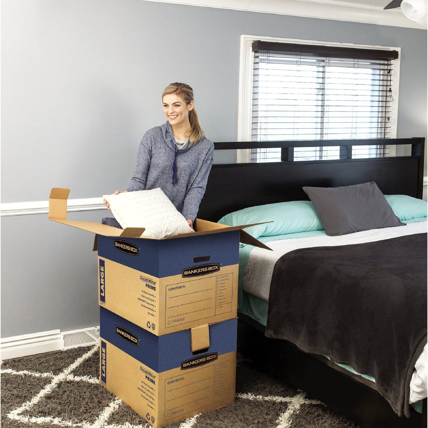 Bankers Box SmoothMove Prime Moving Boxes, Tape-Free and Fast-Fold Assembly, Large, 24 x 18 x 18 Inches, 6 Pack (0062905)
