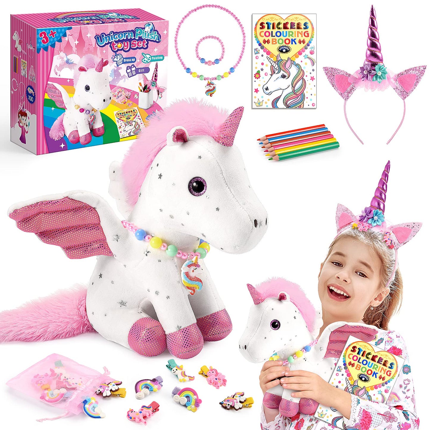 Gifts for 3-8 Year Old Girls, Luckades Stuffed Animal Unicorn Toys for Girls Age 3-8 Unicorn Birthday Decorations Plush Toys for Girls Age 3-8 Girls Toys Age 3-8