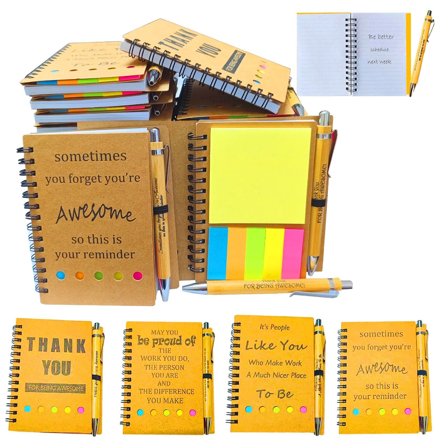 40 Set Inspirational Spiral Notebook Employee Appreciation Gifts Bulk Team Office/Students Thank You Gifts Journal Lined Pocket Notepad,Note Pads for Nurse Teacher Employees Coworker Volunteer