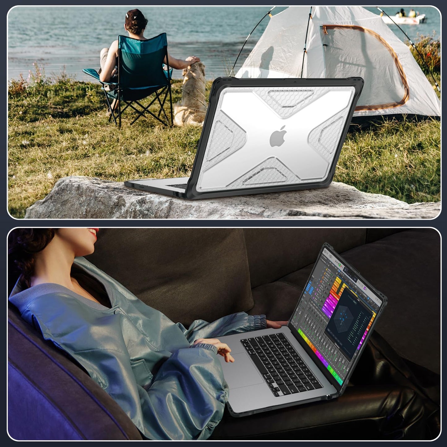 Fintie Case for MacBook Air 15 Inch A3241 A3114 A2941 (2026 2025 2024 2023 Release) - Heavy Duty Rugged Hard Shell Case Cover with TPU Bumper for MacBook Air 15.3" M2 M3 M4 M5 Chip, Clear