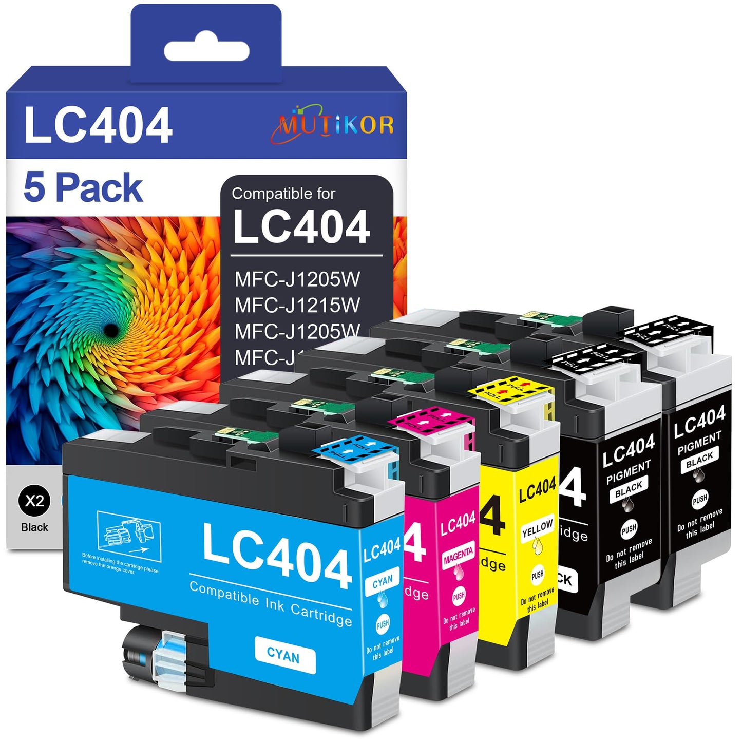 LC404 Ink Cartridges Replacement for Brother LC404 Ink Compatible for Brother MFC-J1170DW MFC-J1800DW MFC-J1012DW MFC-J1010DW Printers, LC 404 Ink (2BK/C/M/Y, 5 Pack)