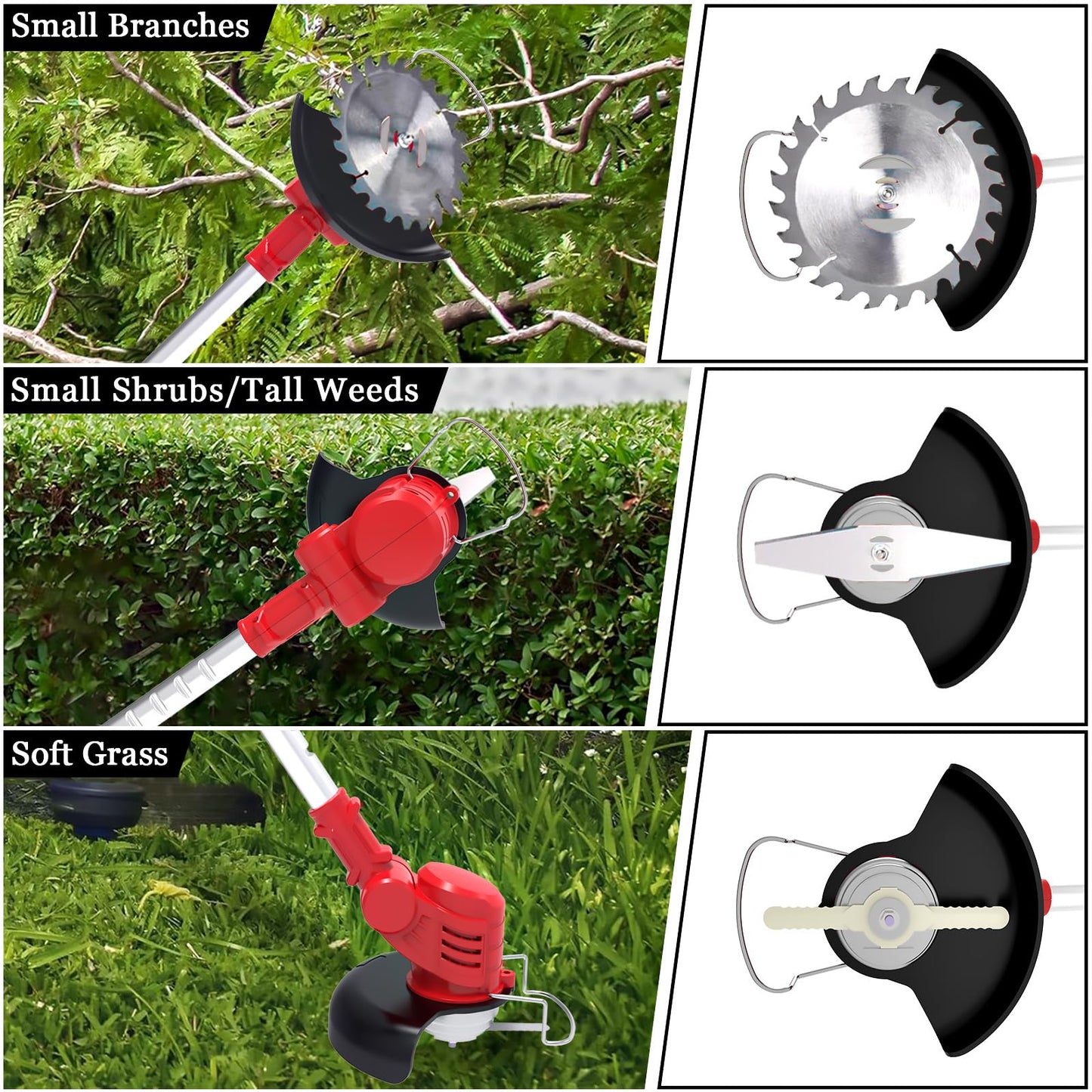 Cordless Weed Wacker- Whipper Snipper with 2 X 21V 4.0Ah Battery & Electric Grass Trimmer Edger for Lawn, Yard, 90-130cm Telescopic, 90° Adjustment Head