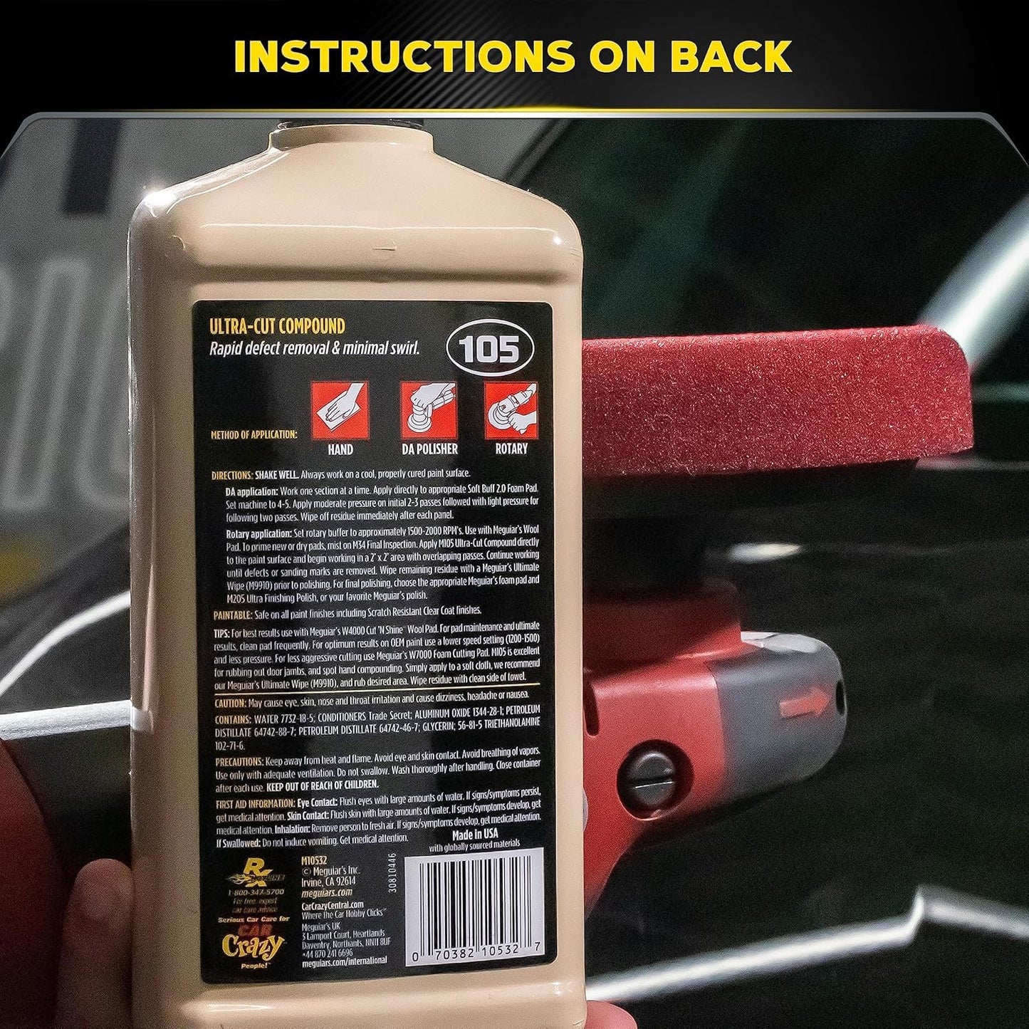 Meguiar’s Mirror Glaze Ultra-Cut Compound, M10532C, 32 fl. oz. (946 ml)