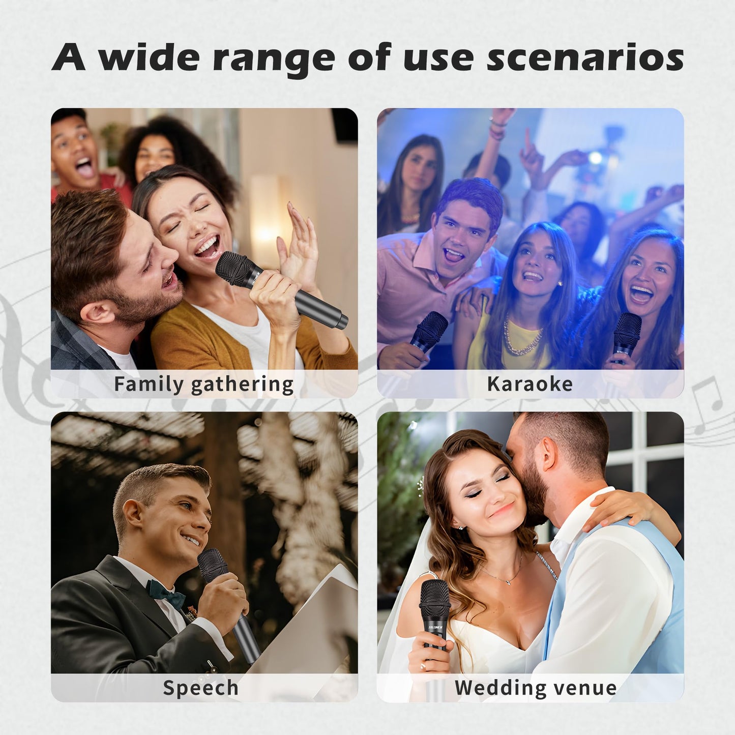 Talomen Wireless Microphones, Rechargeable Dual Handhled Microphone with Long-Distance Receiver,Easy Setup,Plug and Play for Karaoke Singing, Speech, Wedding, Karaoke Singing, Church, PA System,K60-2