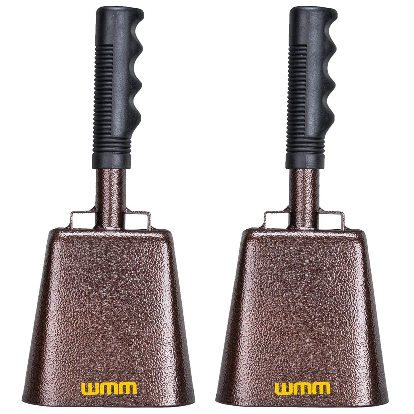 2-Pack 10 Inch Cow Bell Noise Maker Cowbell with Handle for Sports Events Cheering Bell Large Solid School Bells Call Bell Alarm Bell (Copper)