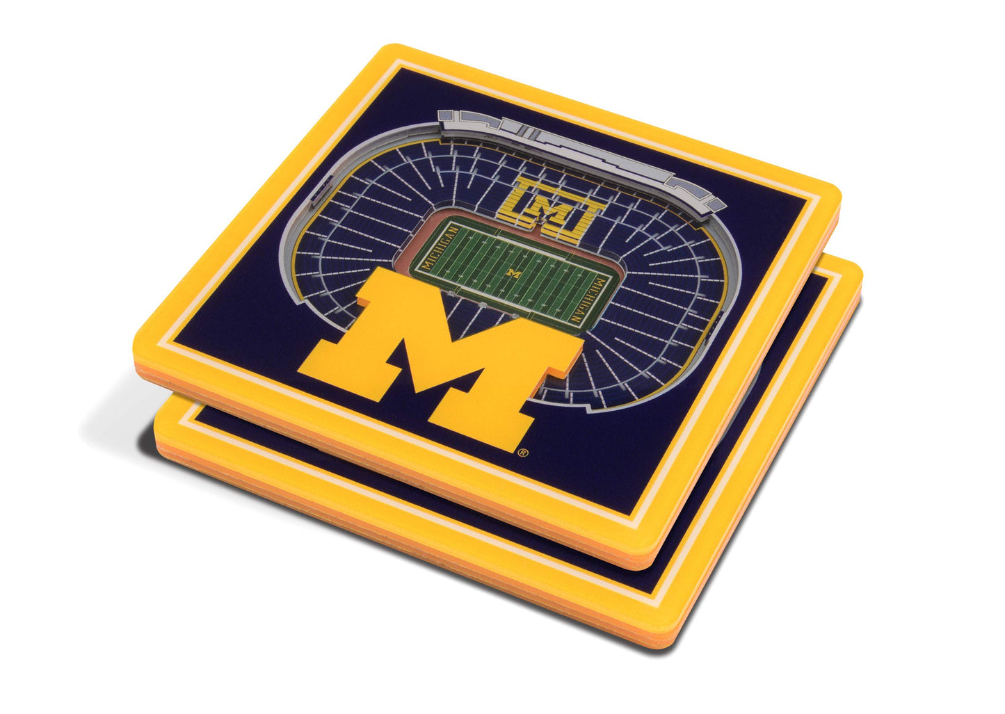 YouTheFan NCAA Michigan Wolverines 3D StadiumView Coasters - Michigan Stadium 4" x 4"