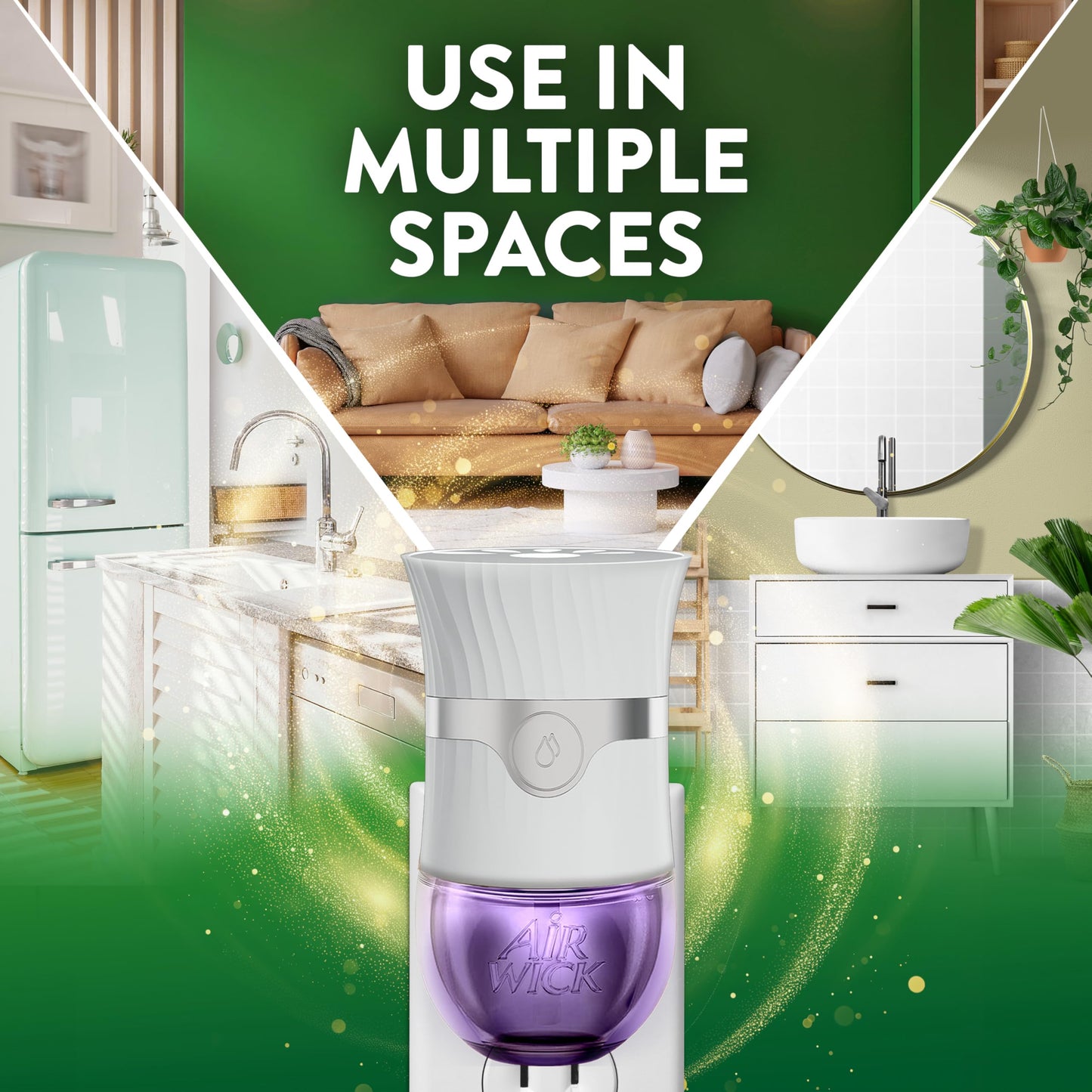 Air Wick Plug In Scented Oil Starter Kit, 2 Warmers + 6 Refills, Lavender & chamomile, Eco Friendly, Essential Oils, Air Freshener
