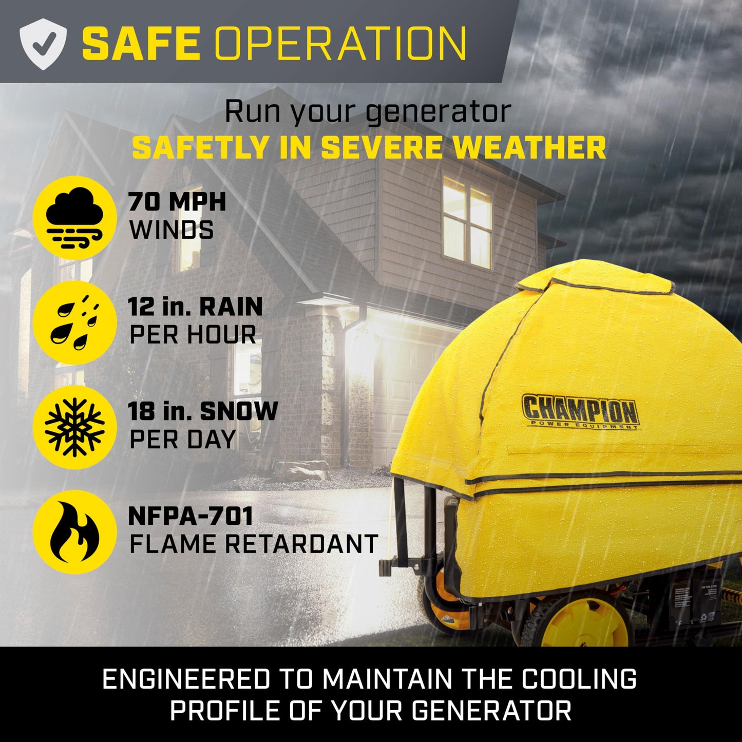 Champion Power Equipment Storm Shield Severe Weather Portable Generator Cover by GenTent for 3000 to 10,000-Watt Generators, Yellow