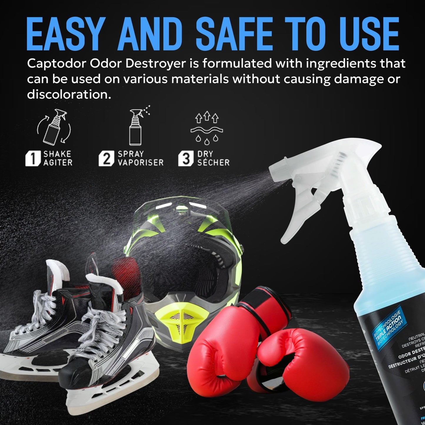 Captodor Sports Odor Eliminator Spray - Neutralizer & Refresher for Protective Equipment, Sportswear & Outdoor Gear (2 x 16.9 Fl Oz / 500 ml)