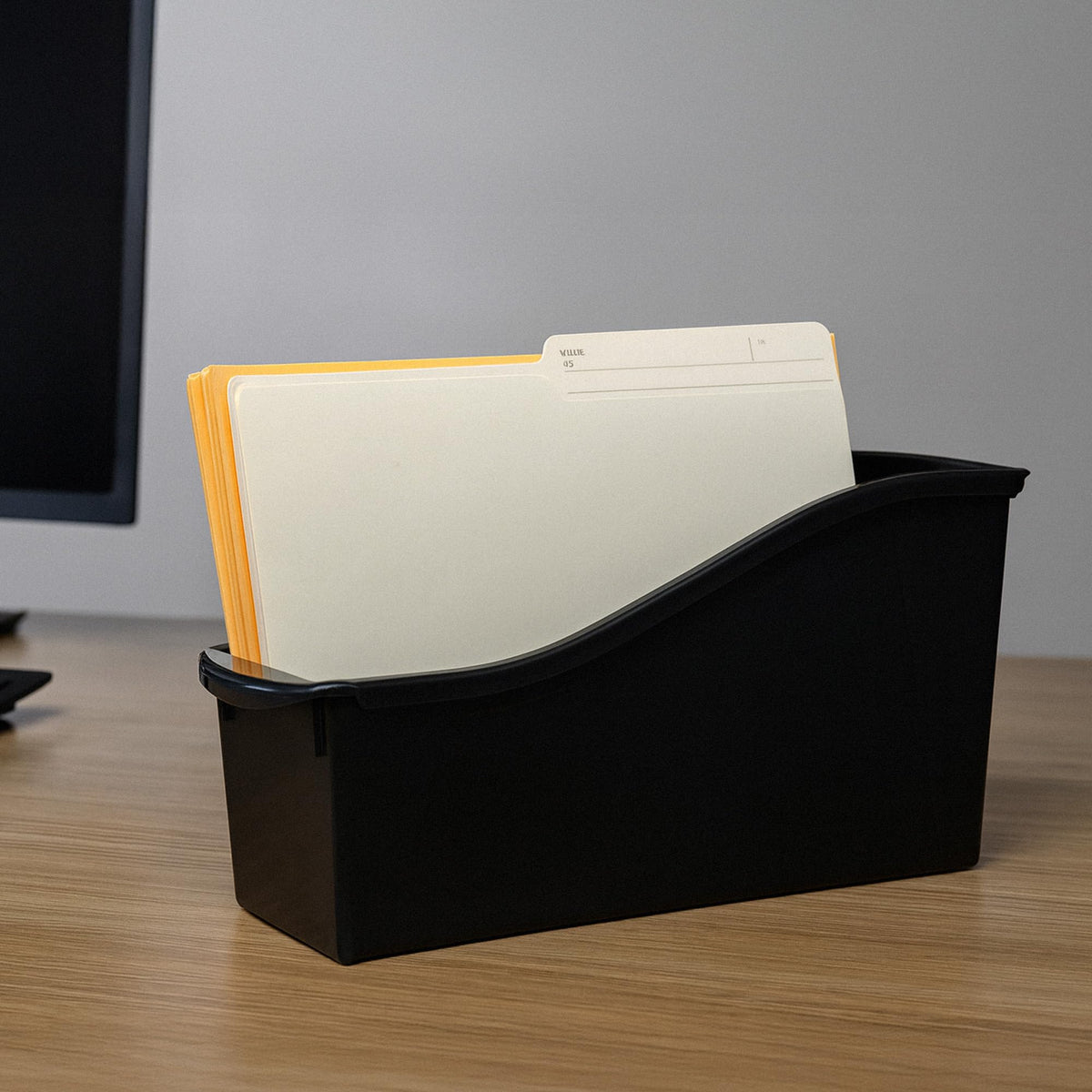 Storex Large Book Bin, Interlocking Plastic Organizer for Home, Office and Classroom, Black, 6-Pack (70109C06C)