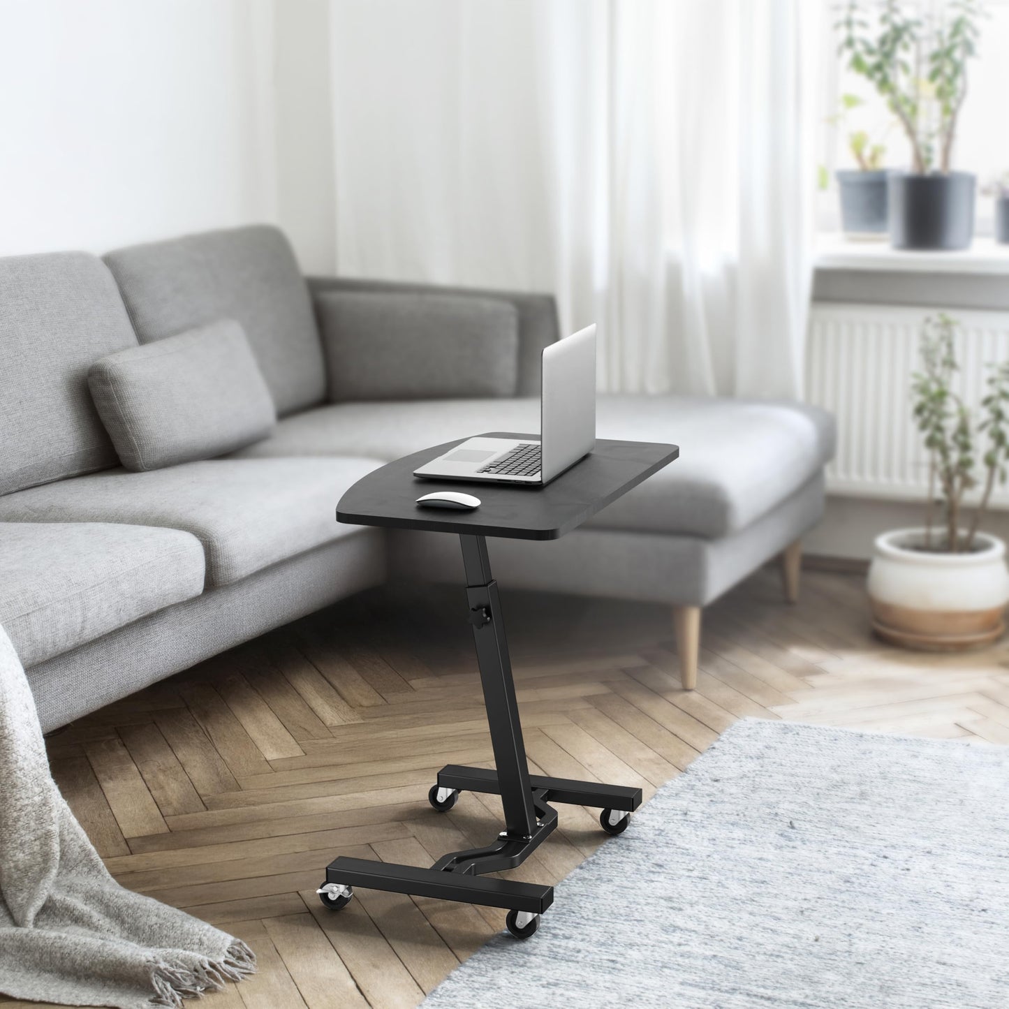 SHW Mobile Height Adjustable Laptop Rolling Cart with Height Adjustment from 28" to 33" (71 cm to 84 cm), Black