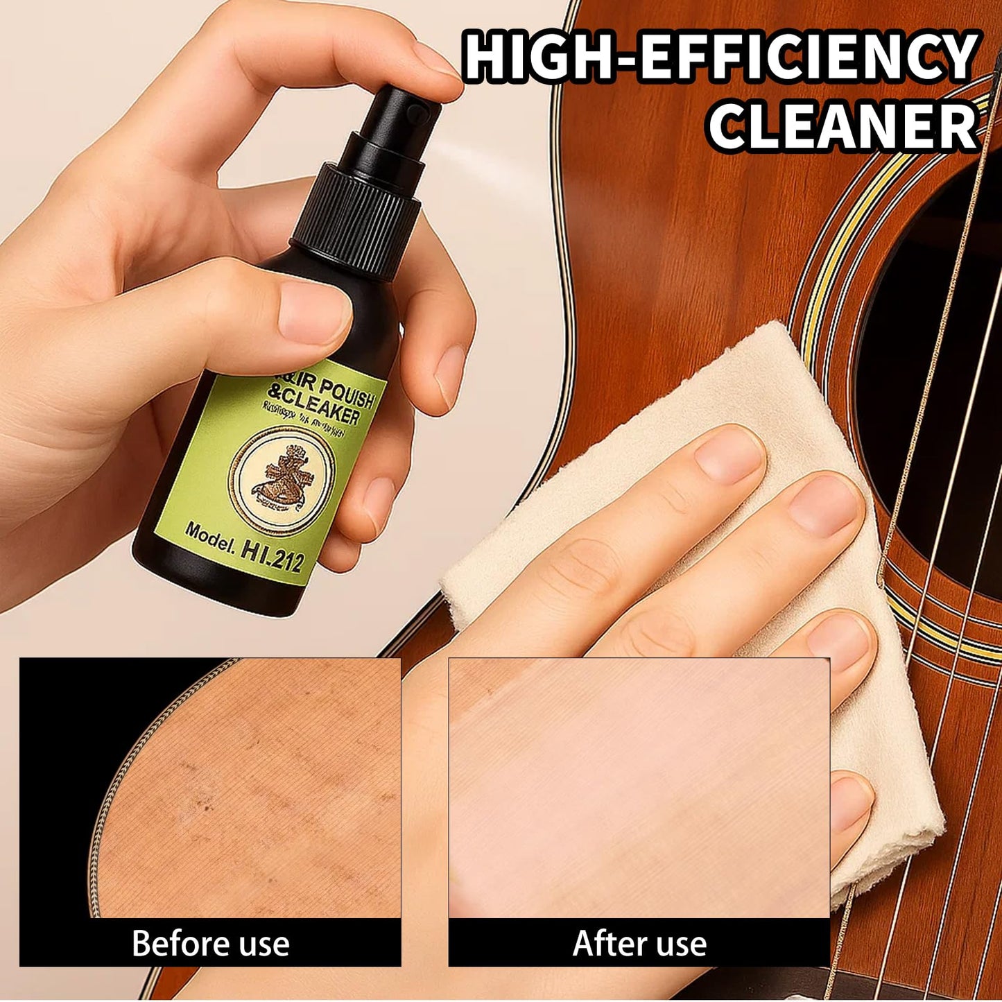 9Pcs Guitar Cleaning Care Maintenance Kit with String Cleaner, Polish, Fretboard Lemon Oil, Anti-Rust, String Winder, Cleaning Cloth | Guitar & Bass Tools Accessories | Musician Gift for Guitar Player