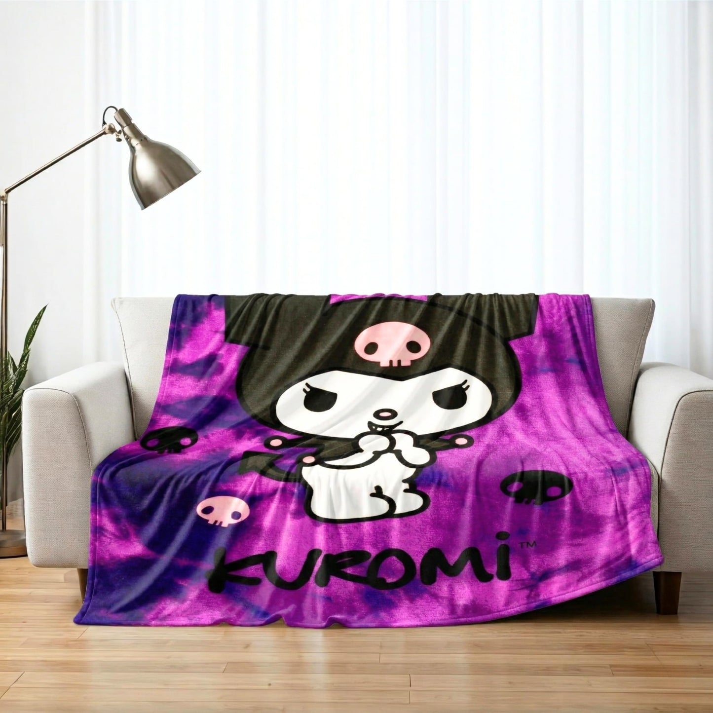 Franco Collectibles Kuromi Bedding Super Soft Cozy Blanket, 62 in x 90 in, (Officially Licensed Product)