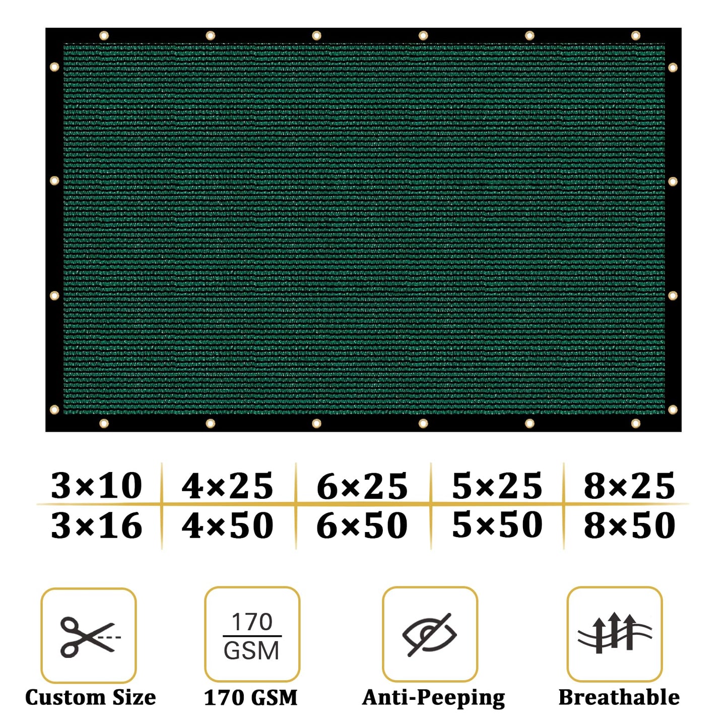 Shade&Beyond 6' X 25' Fence Privacy Screen Heavy Duty 170 GSM Fencing Mesh Shade Net Cover for Wall Garden Yard Backyard Indoor Outdoor Decoration, Green