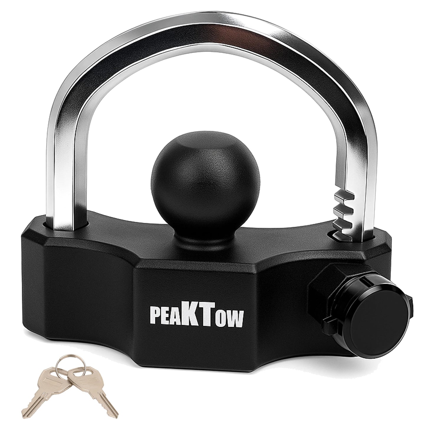 PEAKTOW Heavy Duty Universal Adjustable Coupler Lock Trailer Hitch Storage Security Lock Fits 1-7/8, 2, 2-5/16 Inches Couplers with 2 Keys, Anti-Theft and Top Tier Security, Black
