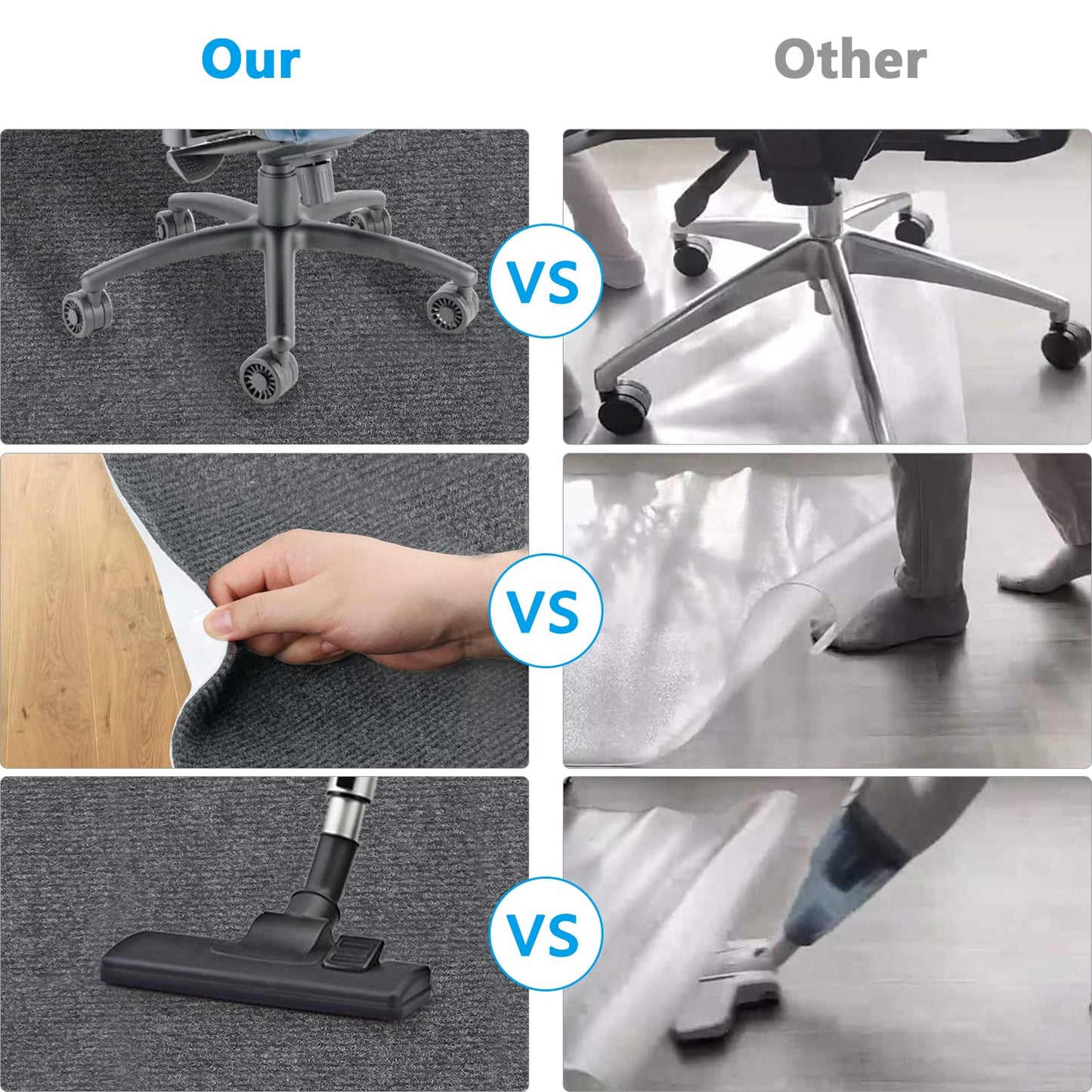 Chair Mat for Hardwood Floor 47.2" Round Office Chair Mat Computer Gaming Chair Mat Floor Anti Slip Mat Low-Profile Desk Chair Pad Carpet Hard Floor Protector Rug Cushion for Home Office (Dark Grey)