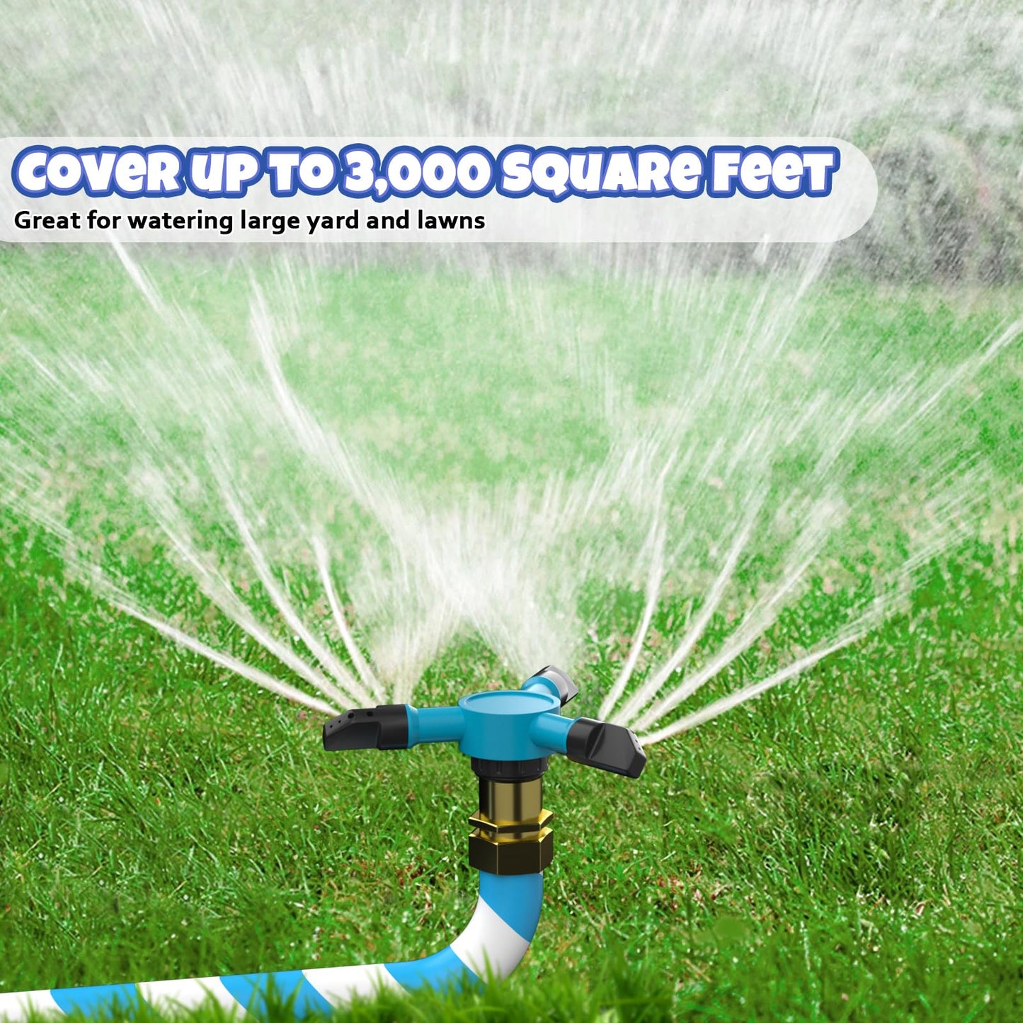 HaiSun Universal Trampoline Sprinkler, Net Friendly Trampoline Accessories, 360°Automatic Rotating Water Sprinkler of Trampolines, Outdoor Backyard Water Park Fun Summer Toys for Kids