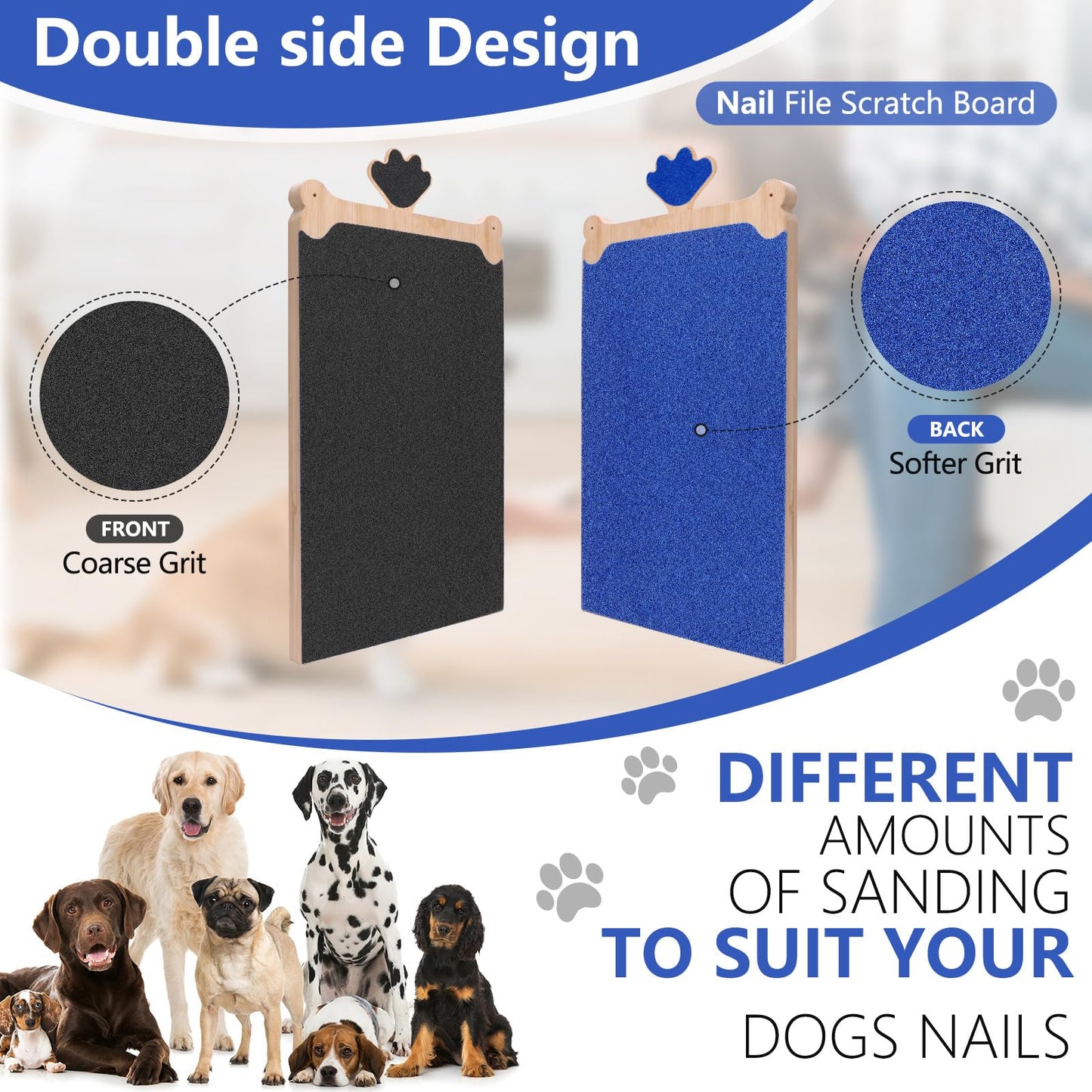 FL Falatier Dog Scratch Board Large Dog Scratching Pad Multi-Functional Trimming Tool Alternative to Dog Nail Clippers and Dog Nail Grinders Easy Nail Care Double Sided Bamboo