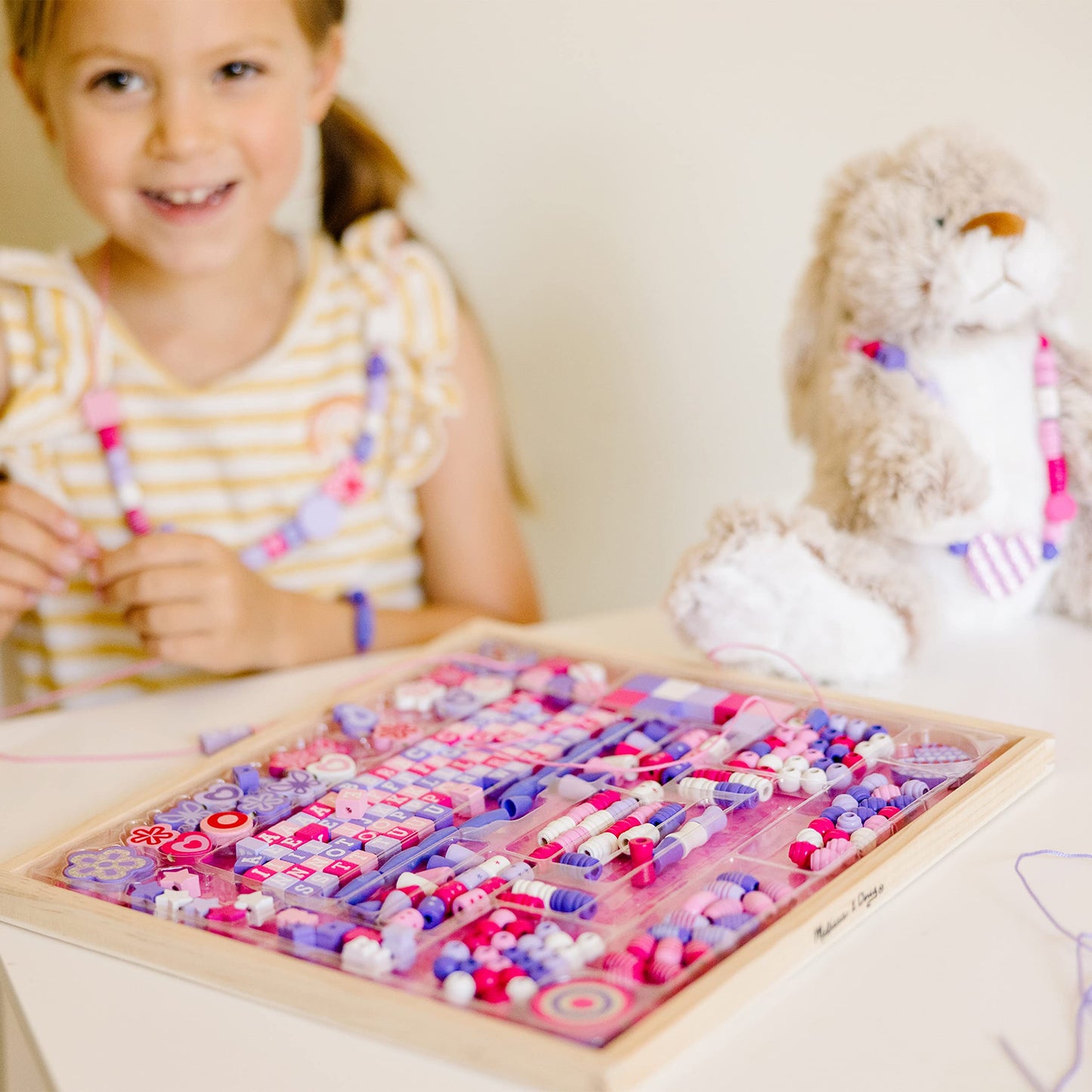 Melissa & Doug Sparkle & Shimmer Wooden Bead Set: 340 Beads and 12 Laces for Jewelry-Making