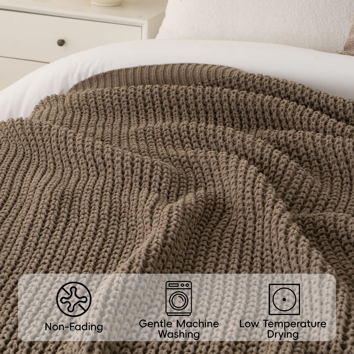 Bunnikins & Clover Knitted Waffle Throw Blanket 50x60 Inches, Camel Tan Throw Blanket for Couch, Tan Blanket Fluffy Cozy Knit Soft Throws for Women Mothers Birthday Gifts