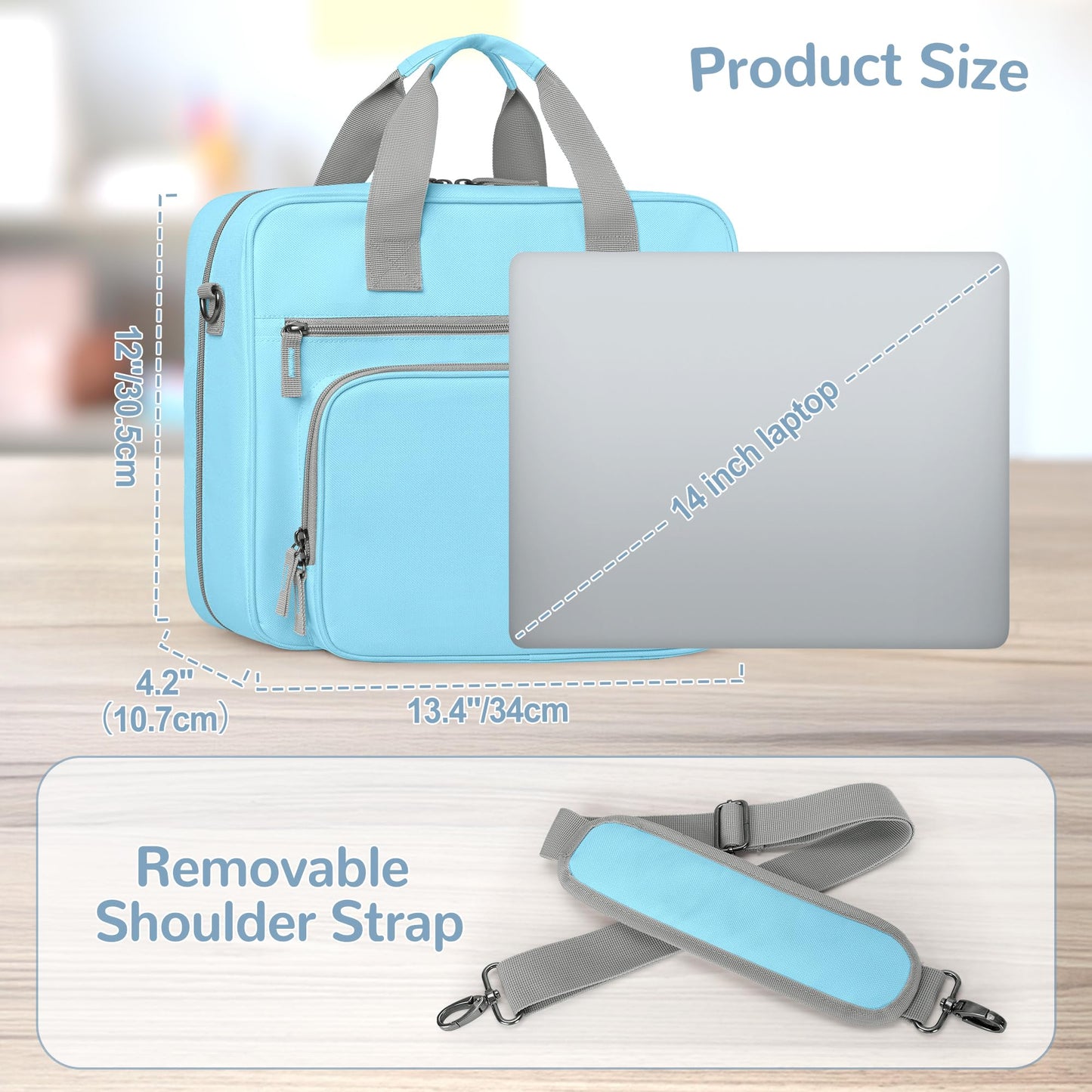 Yarwo 3 Ring Zipper Binder with Binder Pencil Pouch, Expanding File Organizer with Padded Sleeve Fit for 14 Inch Laptop, Portable Document Organizer Bag for Home, College, Office Supplies, Blue