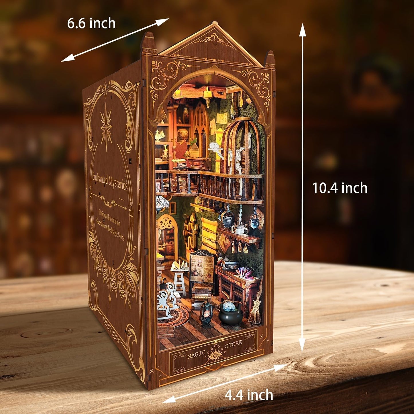 Book Nook Kit, Magic Store Dollhouse Booknook Bookshelf Insert Decor Alley DIY Miniature House Kit with Led Light Crafts for Adults and Teens to Build Creativity Model Gift