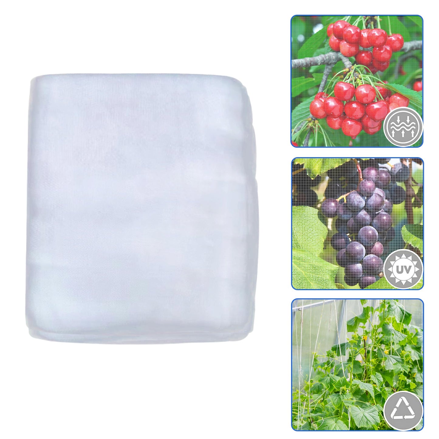 Garden Netting Mosquito Insect Birds Animals Barrier Protection Net Ultra Fine Garden Mesh Netting Plant Covers for Vegetable Plants Fruits Flowers Trees Greenhouse Row Cover(10×50 Ft)