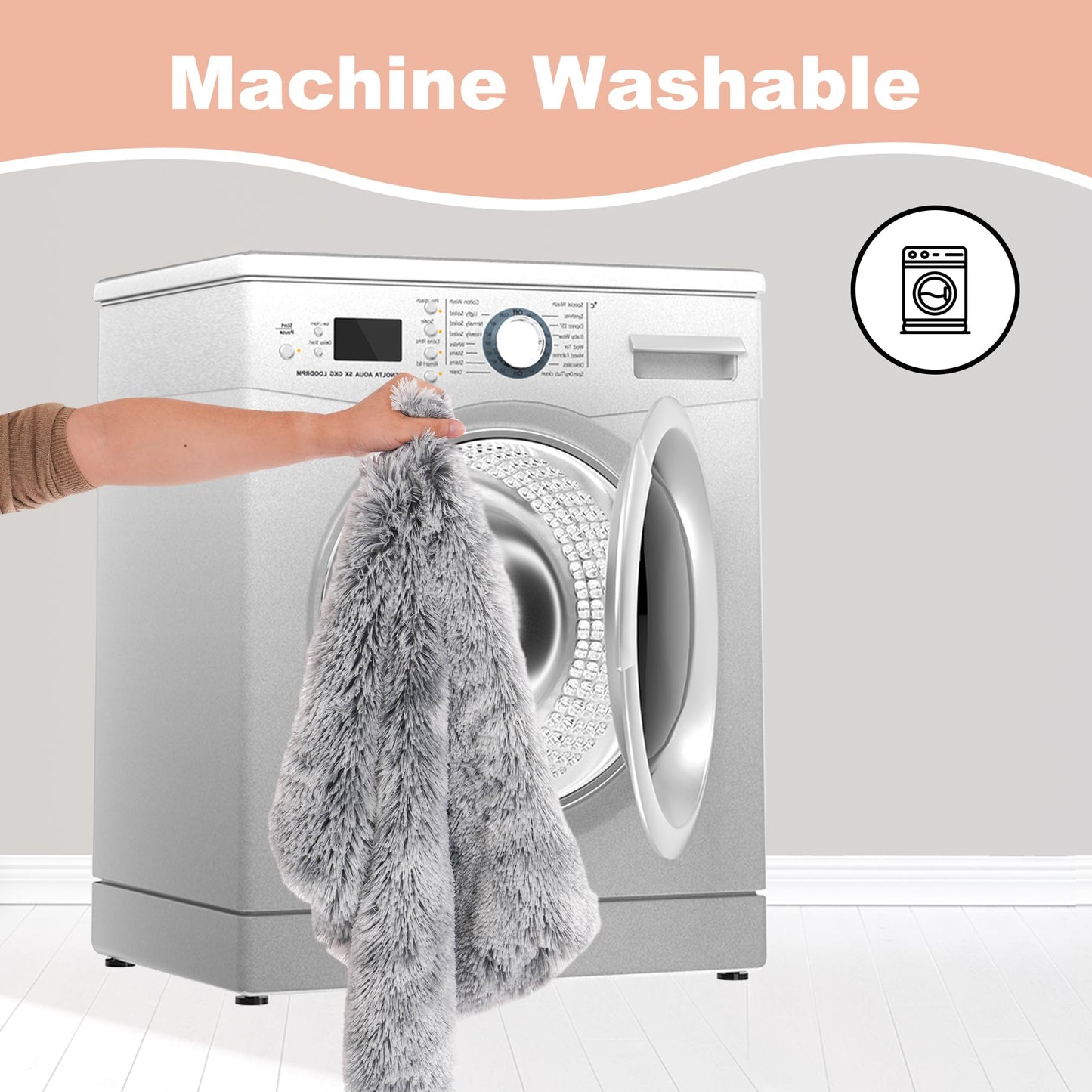 Bedfolks Waterproof Dog Crate Bed,Plush Dog Crate Pad with Removable Cover,Faux Fur Dog Bed for Large Dogs,Fluffy Washable Dog Kennel Bed 35"x23",Dark Grey