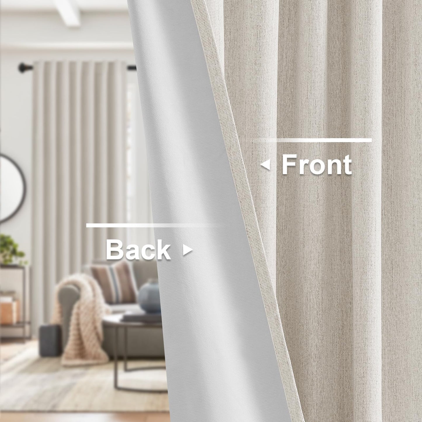 Ivory White 100% Blackout Curtains Chenille Curtain Total Black Out Curtain for for Living Room Bedroom Thermal Insulated Drapes Modern Farmhouse Shabby Chic,52" W x 96" L, Ivory(Not Solid)