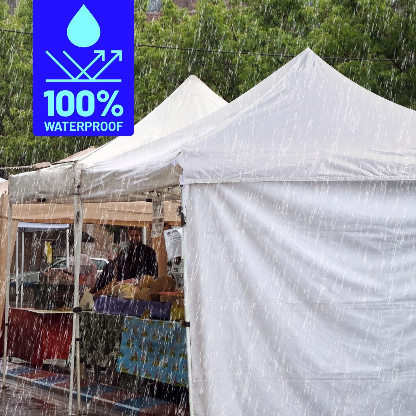 Replacement Canopy Top Cover for 10x10 Pop Up Canopy Tent - 8 Drainage Holes, Durable 600D Fabric for Garden, Patio, Camping, Outdoor Events, Vendor Booths (Canopy Cover Only) (White, 1)
