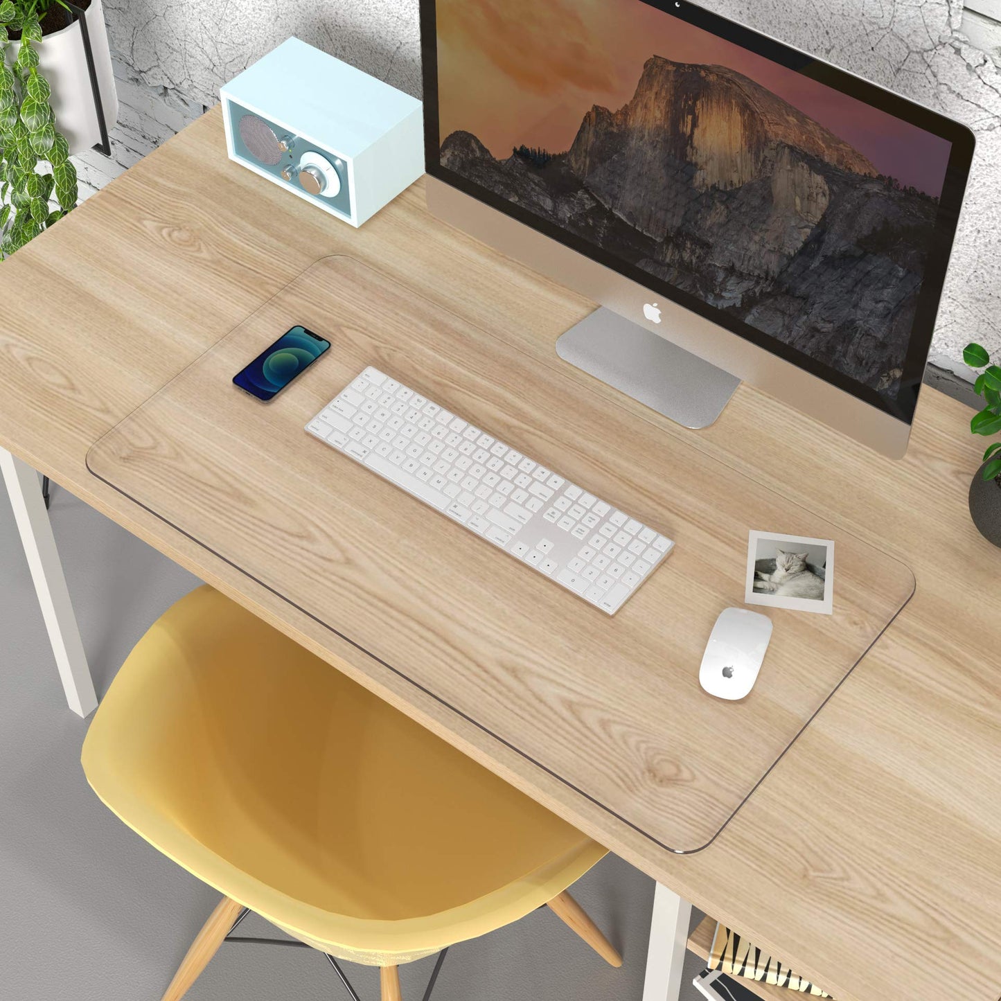 Oterri Clear Desk Mat, 48" x24” Table Protector, Heat Resistant & Waterproof PVC Round Edge Durable Desk Protect Mat, Anti-Static Clear Table Cover Protector