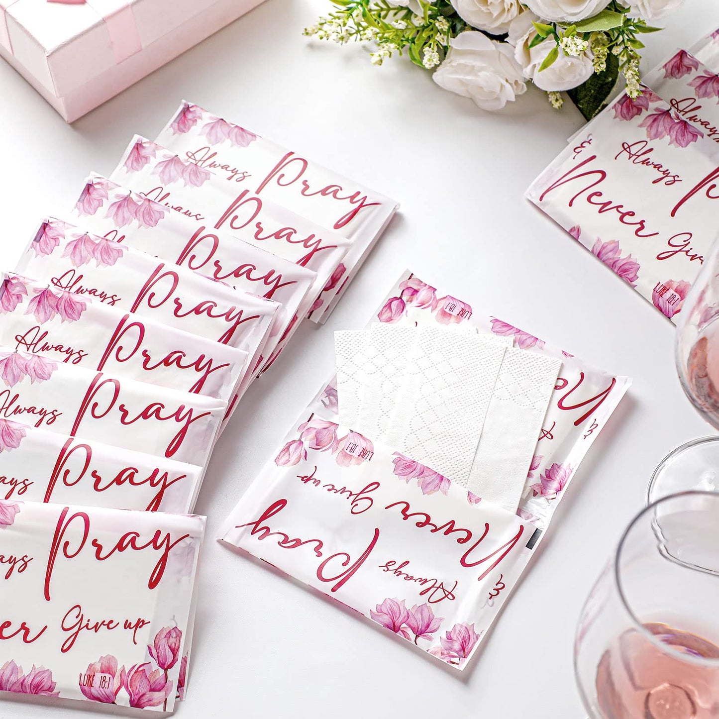 Sinmoe 60 Pack Christian Tissue Travel Pack Scripture Pocket Tissue Bible Verse Purse Facial Napkin Mini Inspirational Gift for Woman Mother's Day Party Charity Church Funeral Supply(Classic Style)