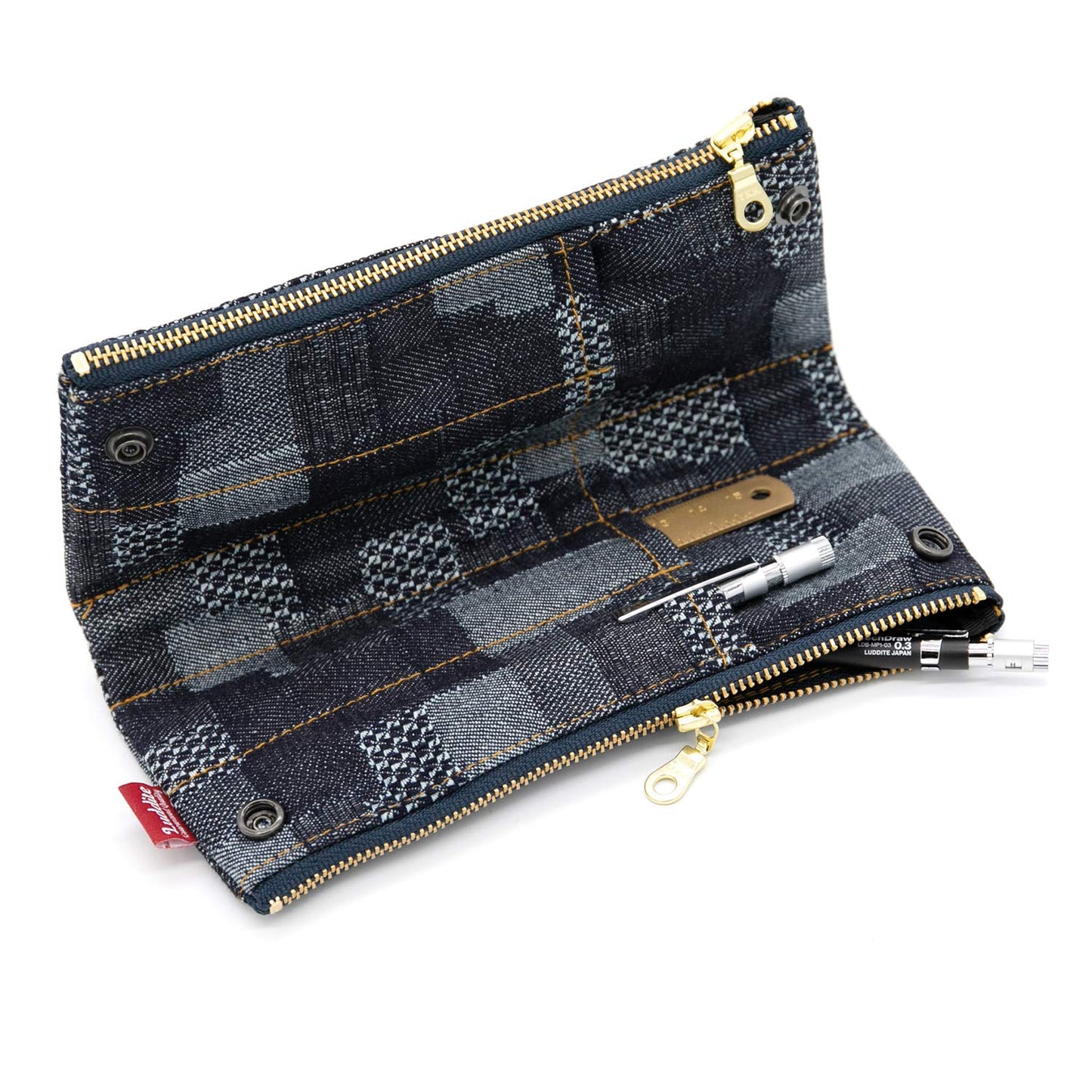 Luddite LDD-BNPN-101 Bendy Pen Case, Denim Patchwork